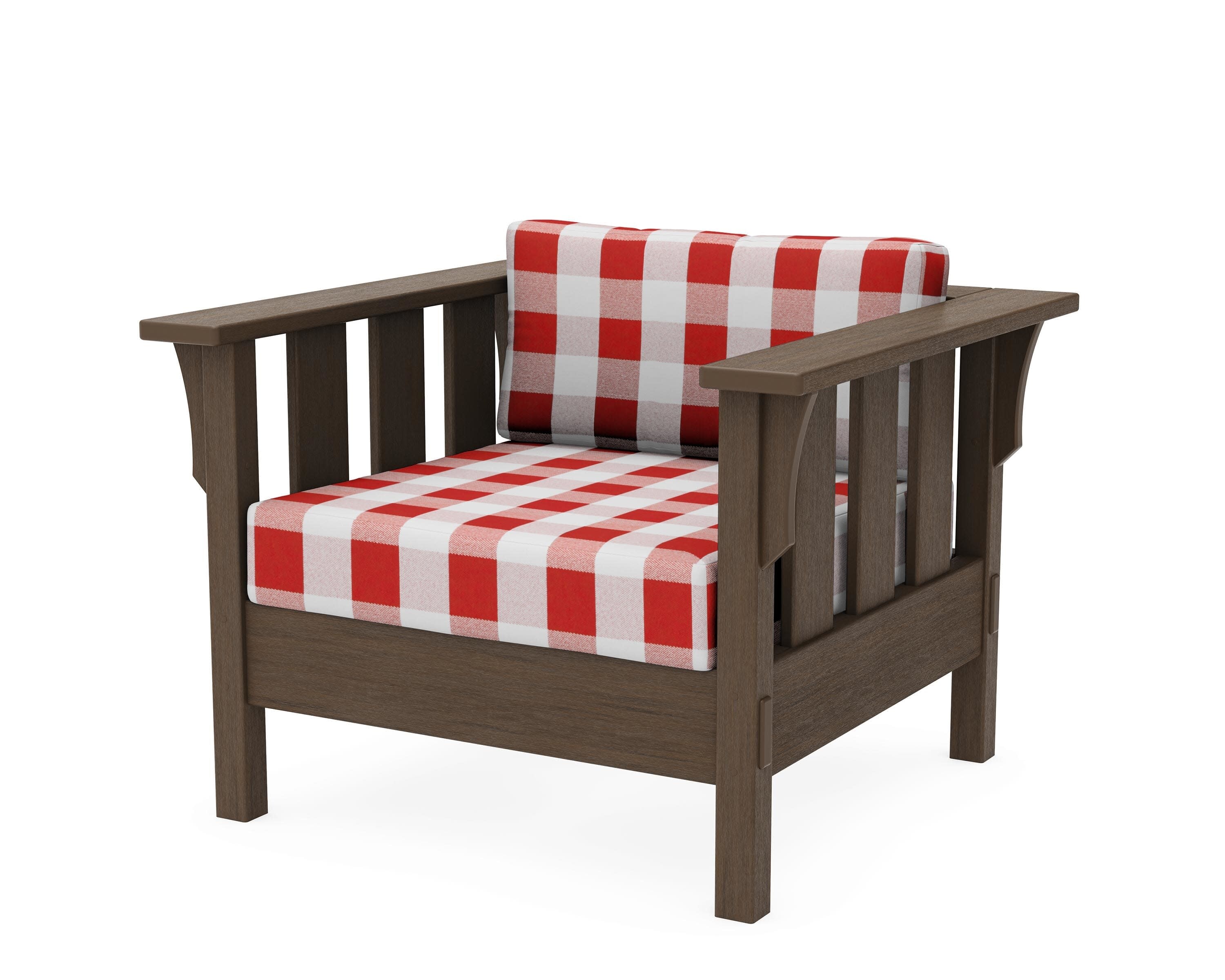 Acadia Deep Seating Chair in Kona / Buffalo Plaid Crimson