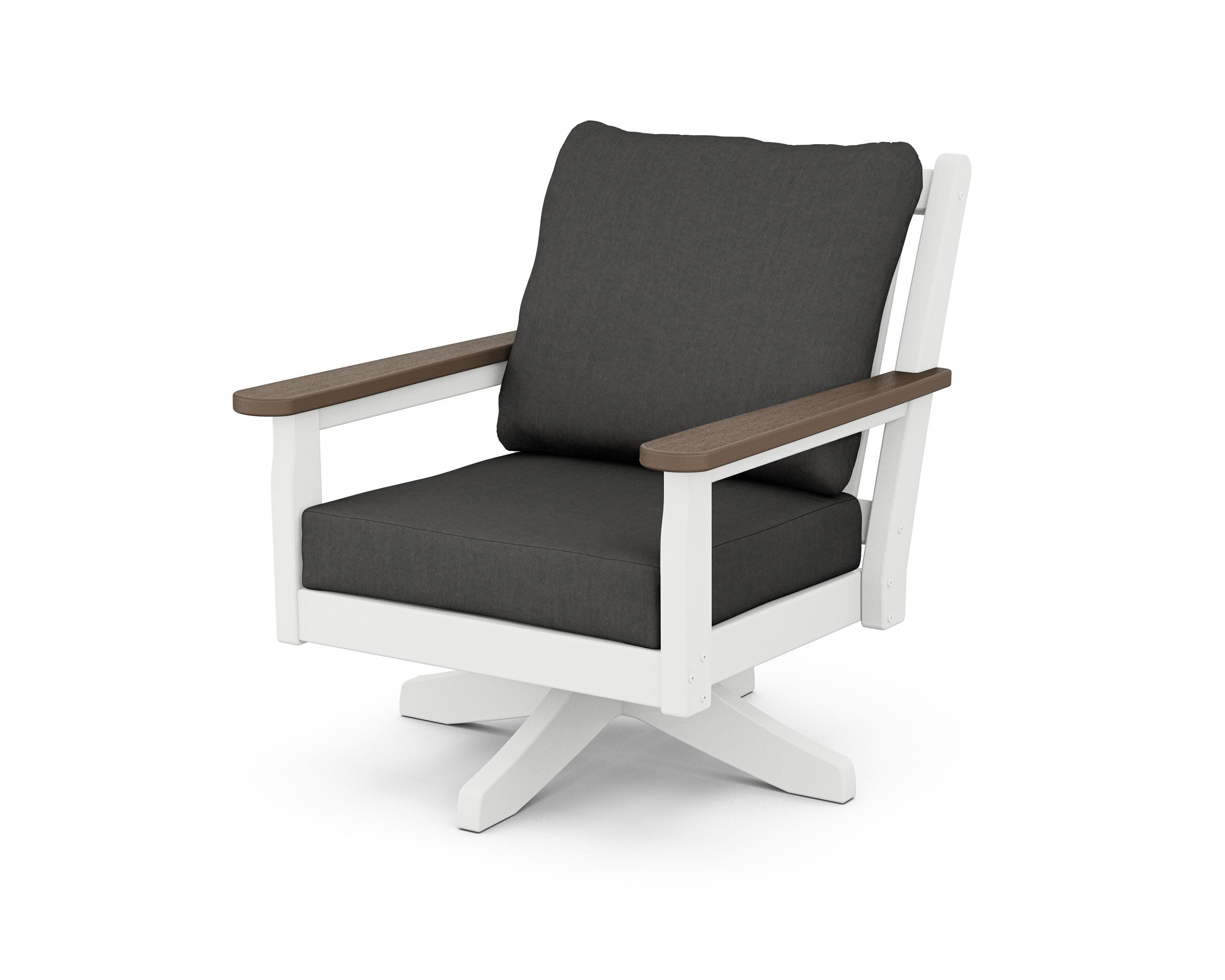 Chippendale Deep Seating Swivel Chair in White / Kona / Spectrum Carbon