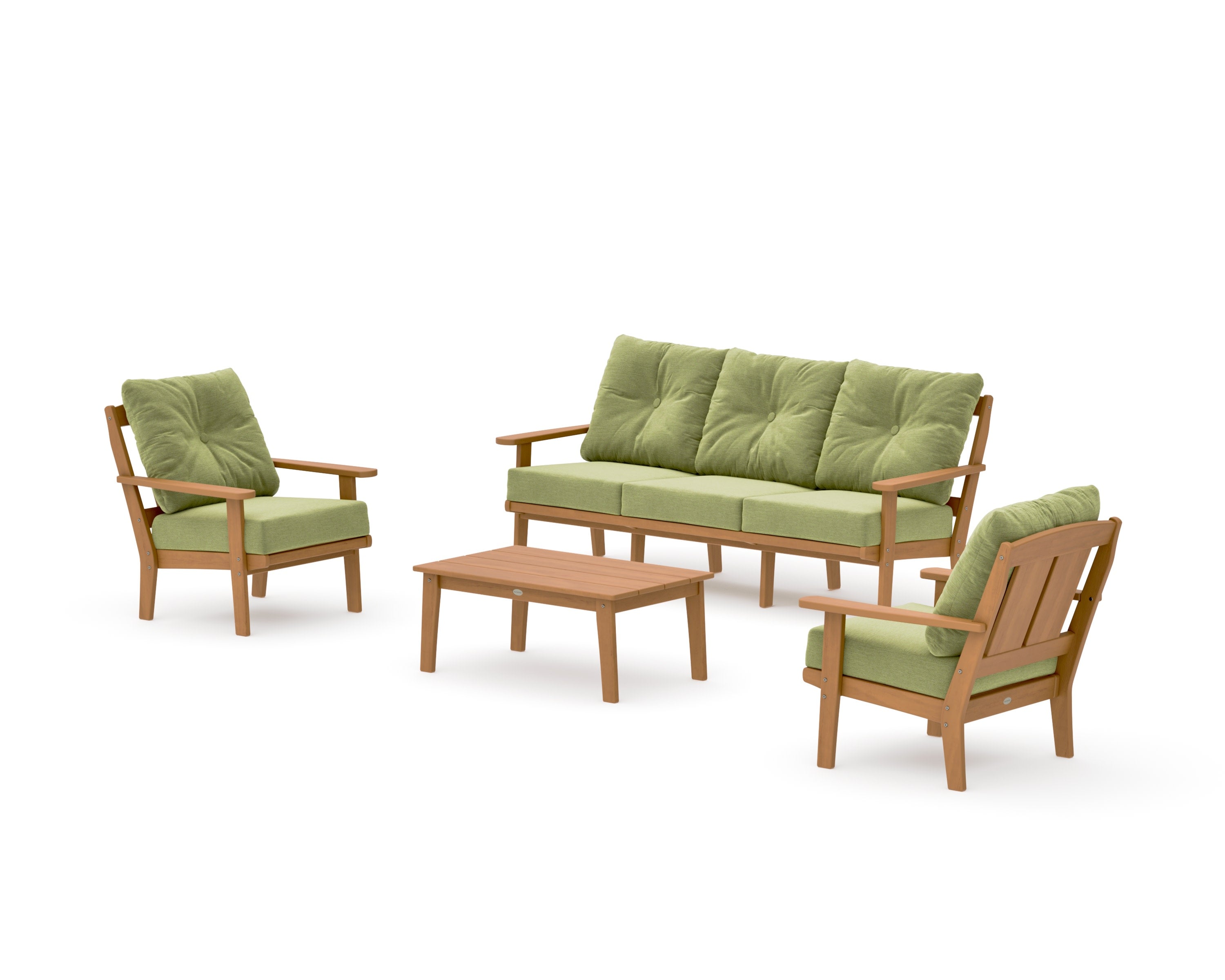 Mission 4-Piece Deep Seating Set with Sofa in Natural / Chartreuse Boucle
