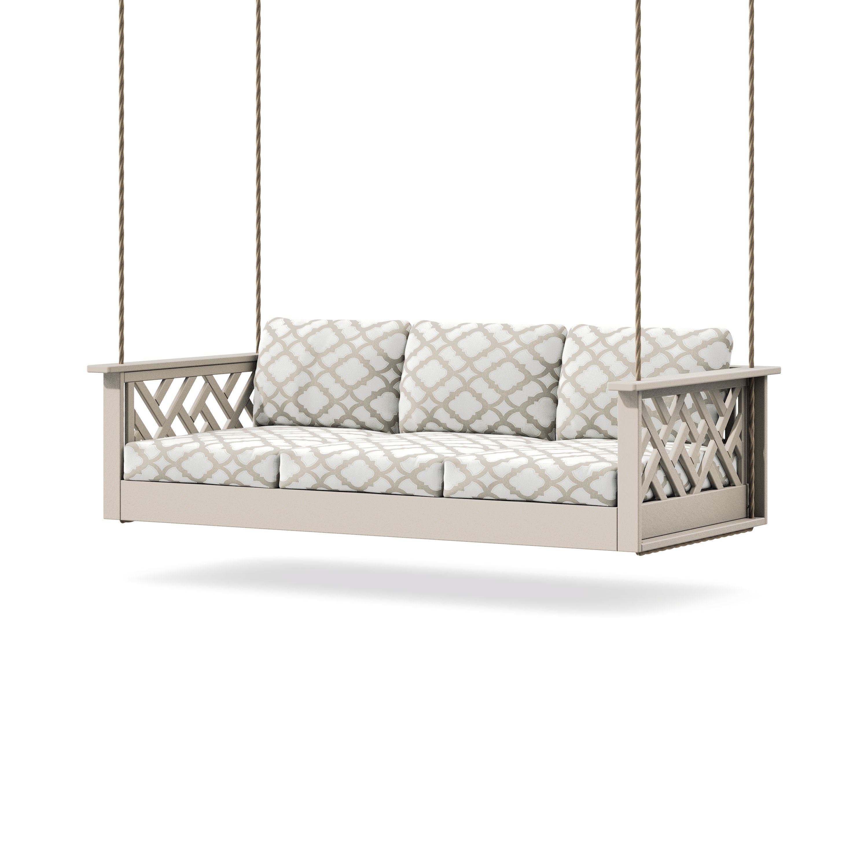 Chippendale Daybed Swing in Sand / Trellis Dune Burlap