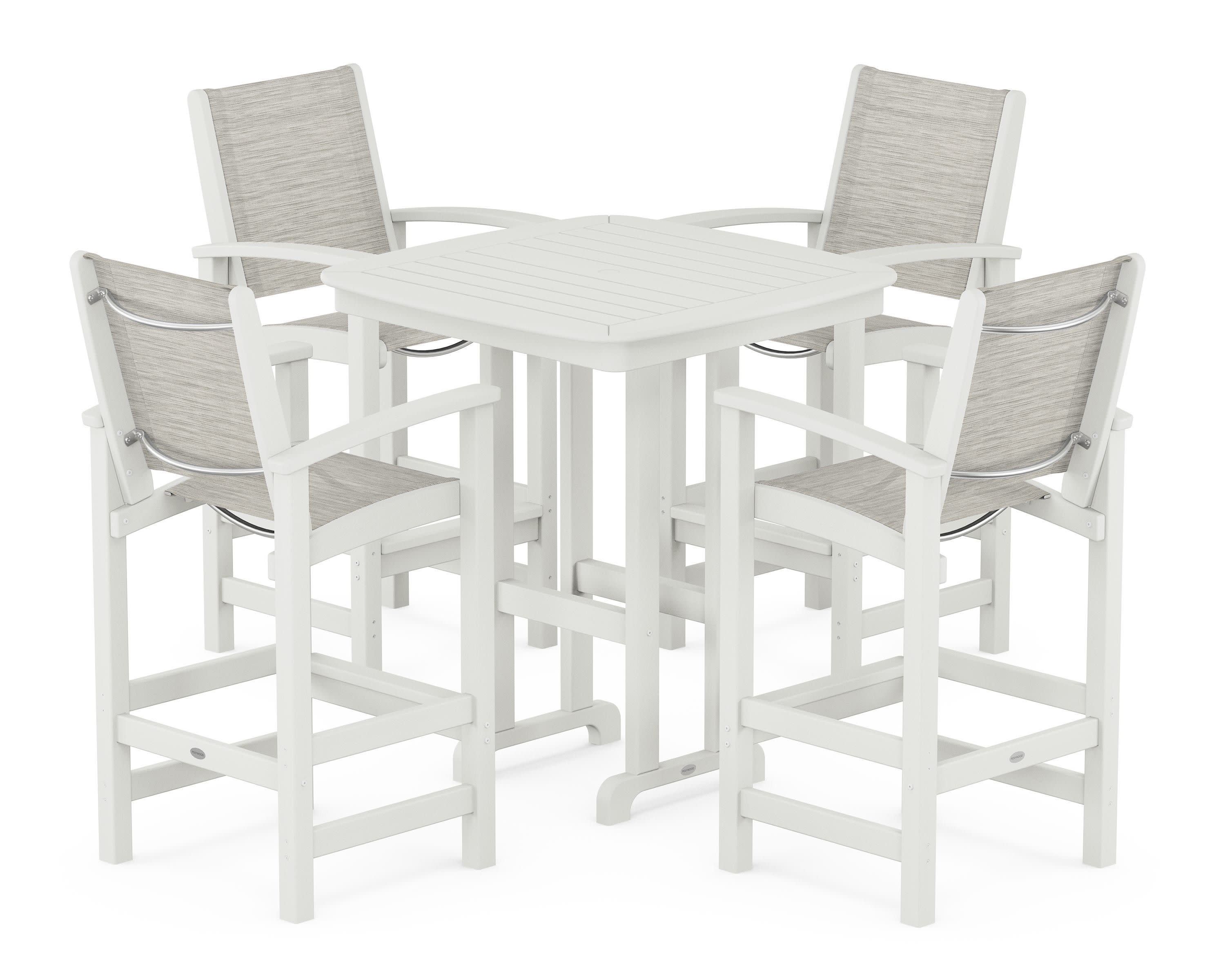 Coastal 5-Piece Bar Set in Vintage White / Birch Sling