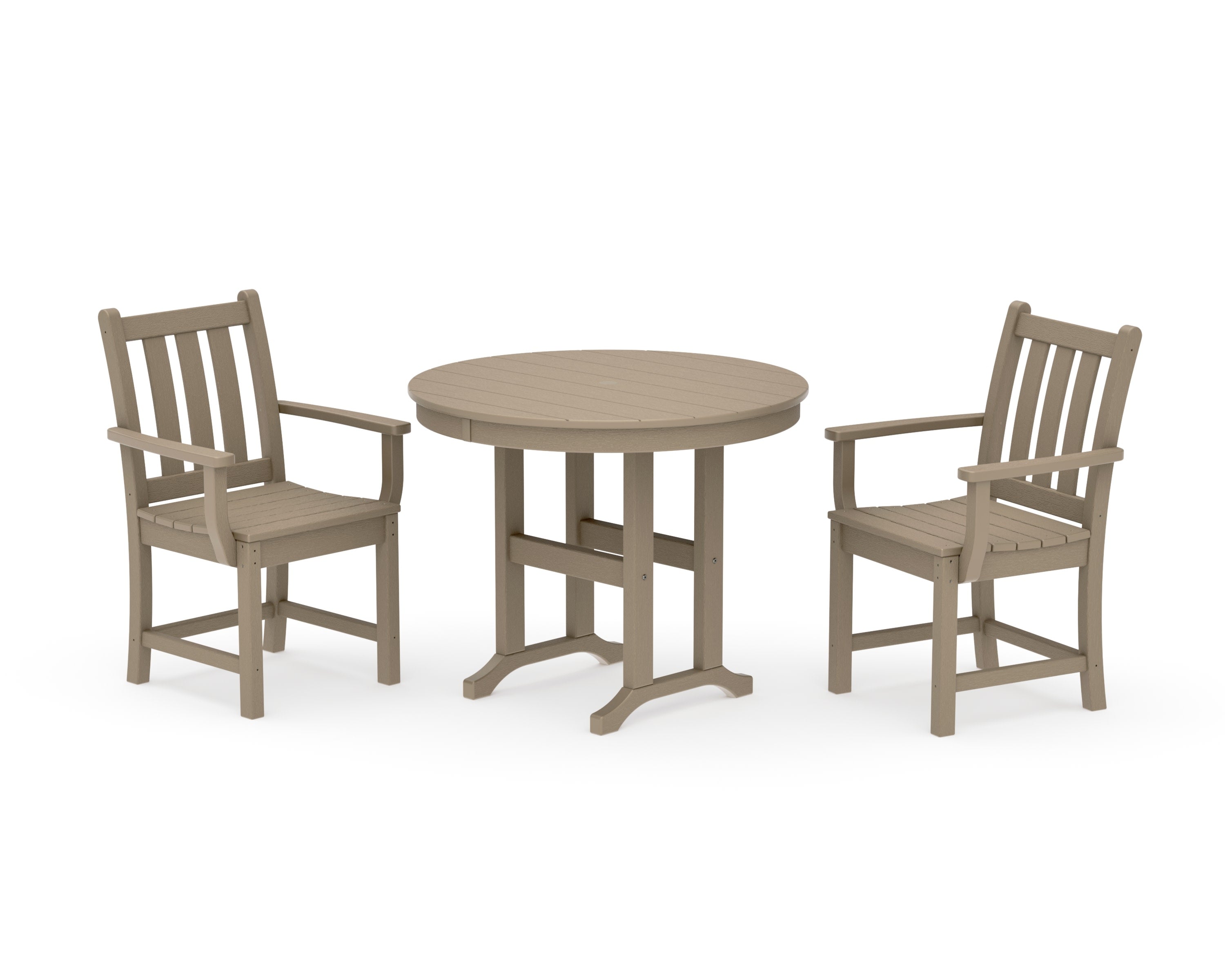 Traditional Garden 3-Piece Round Dining Set in Vintage Sahara