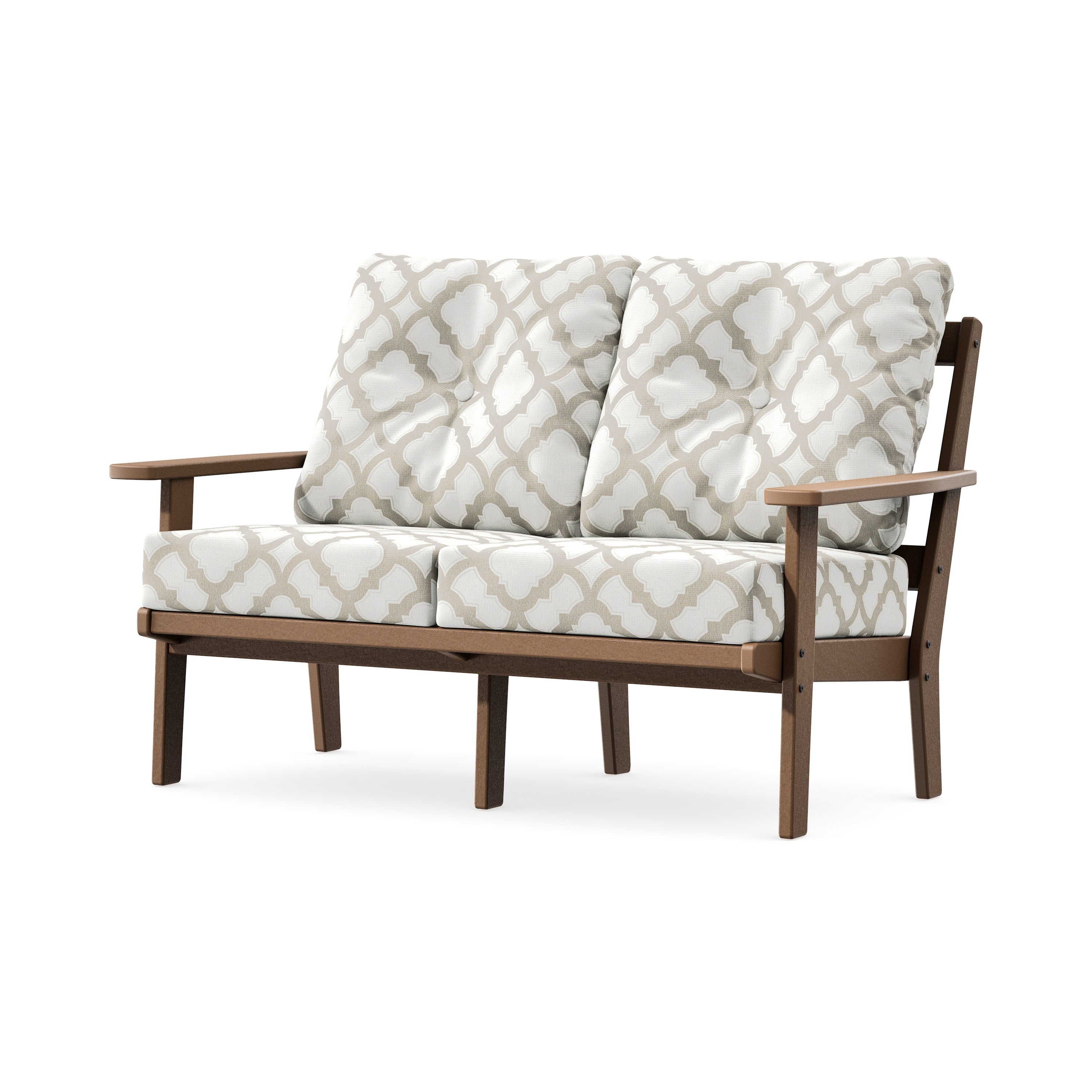 Oxford Deep SeatingLoveseat in Teak / Trellis Dune Burlap