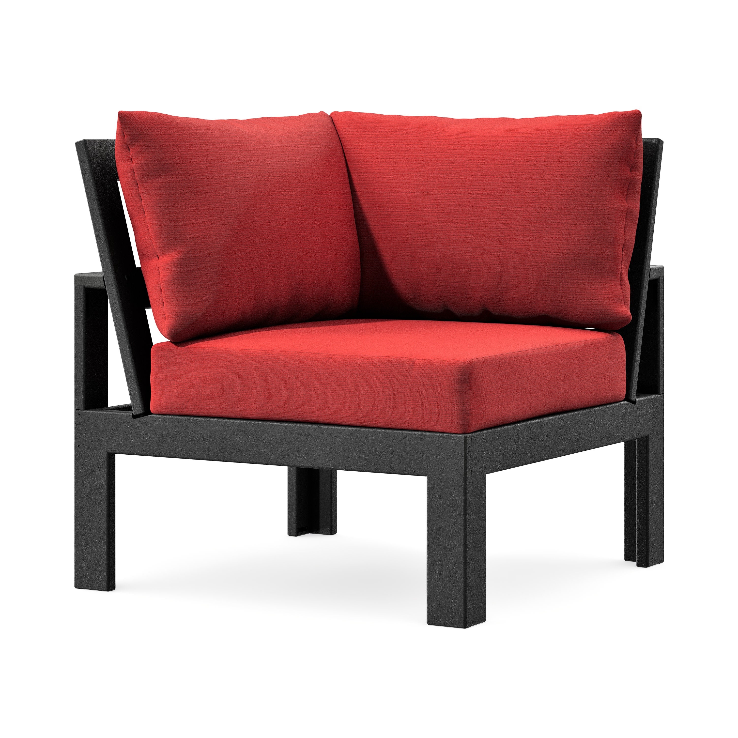 Modular Corner Chair in Black / Crimson Linen