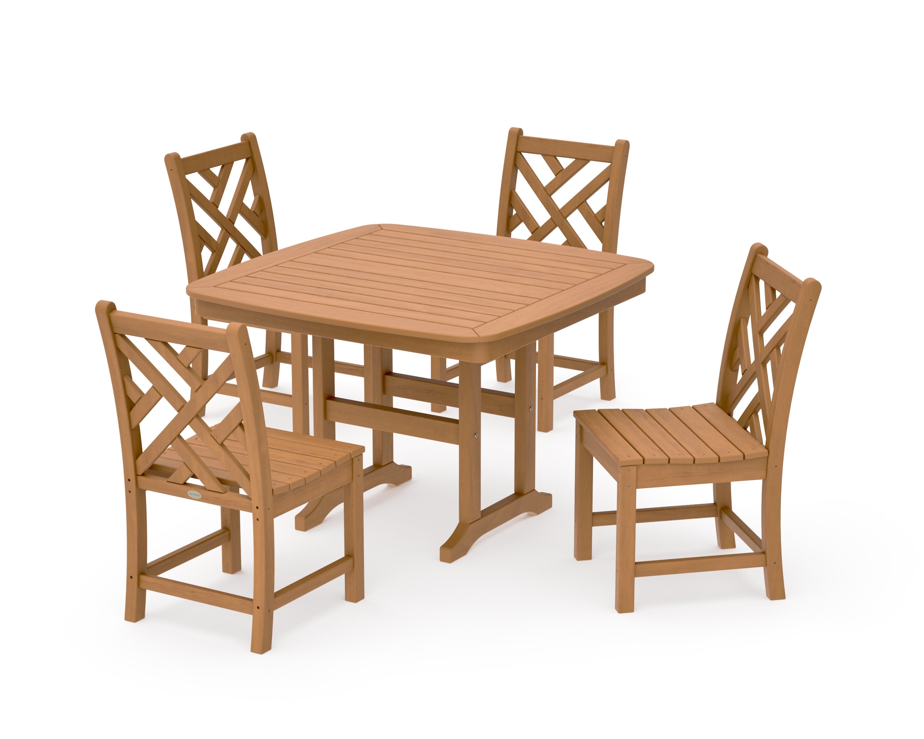 Chippendale Side Chair 5-Piece Dining Set with Trestle Legs in Natural