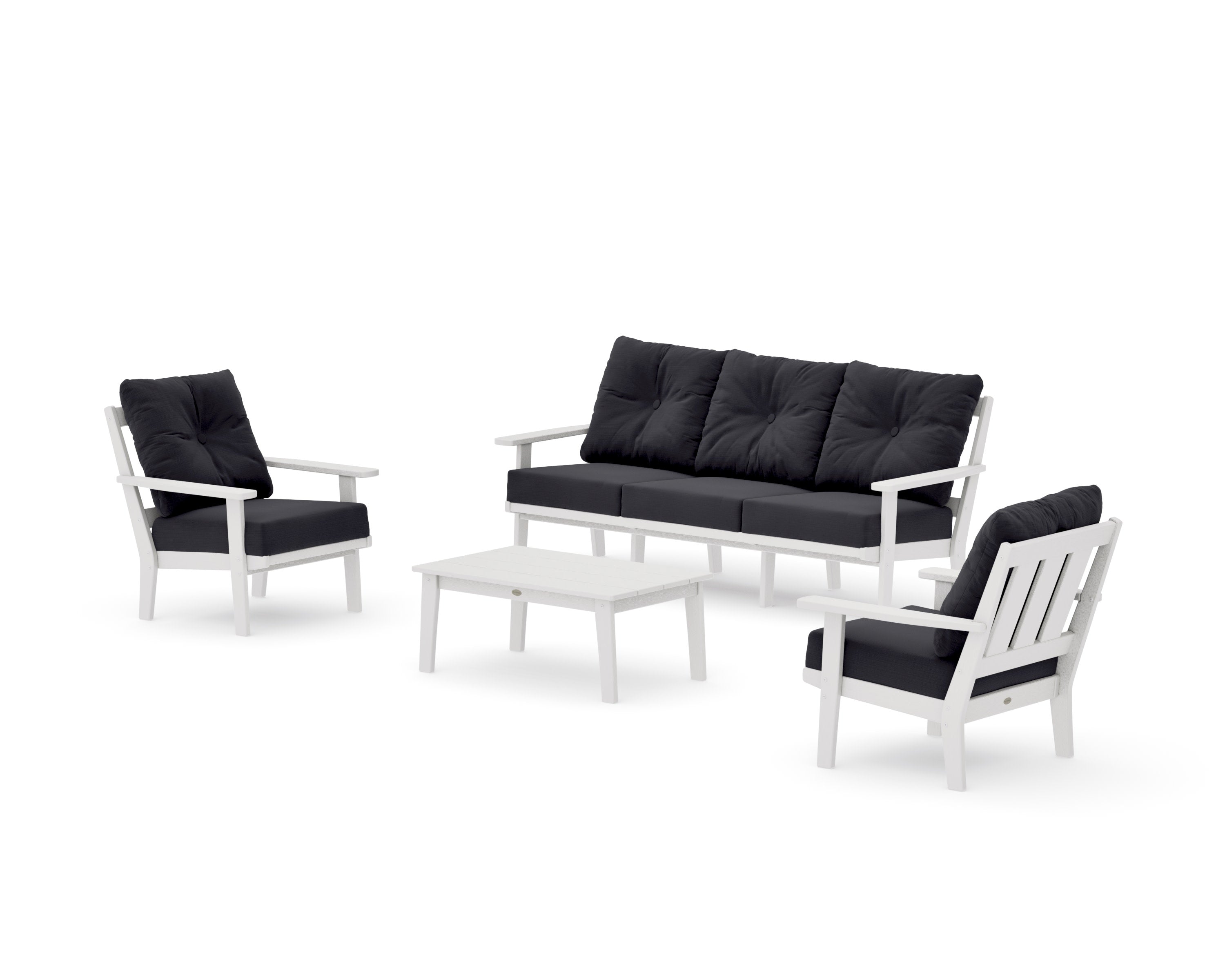 Oxford 4-Piece Deep Seating Set with Sofa in Vintage White / Midnight Linen