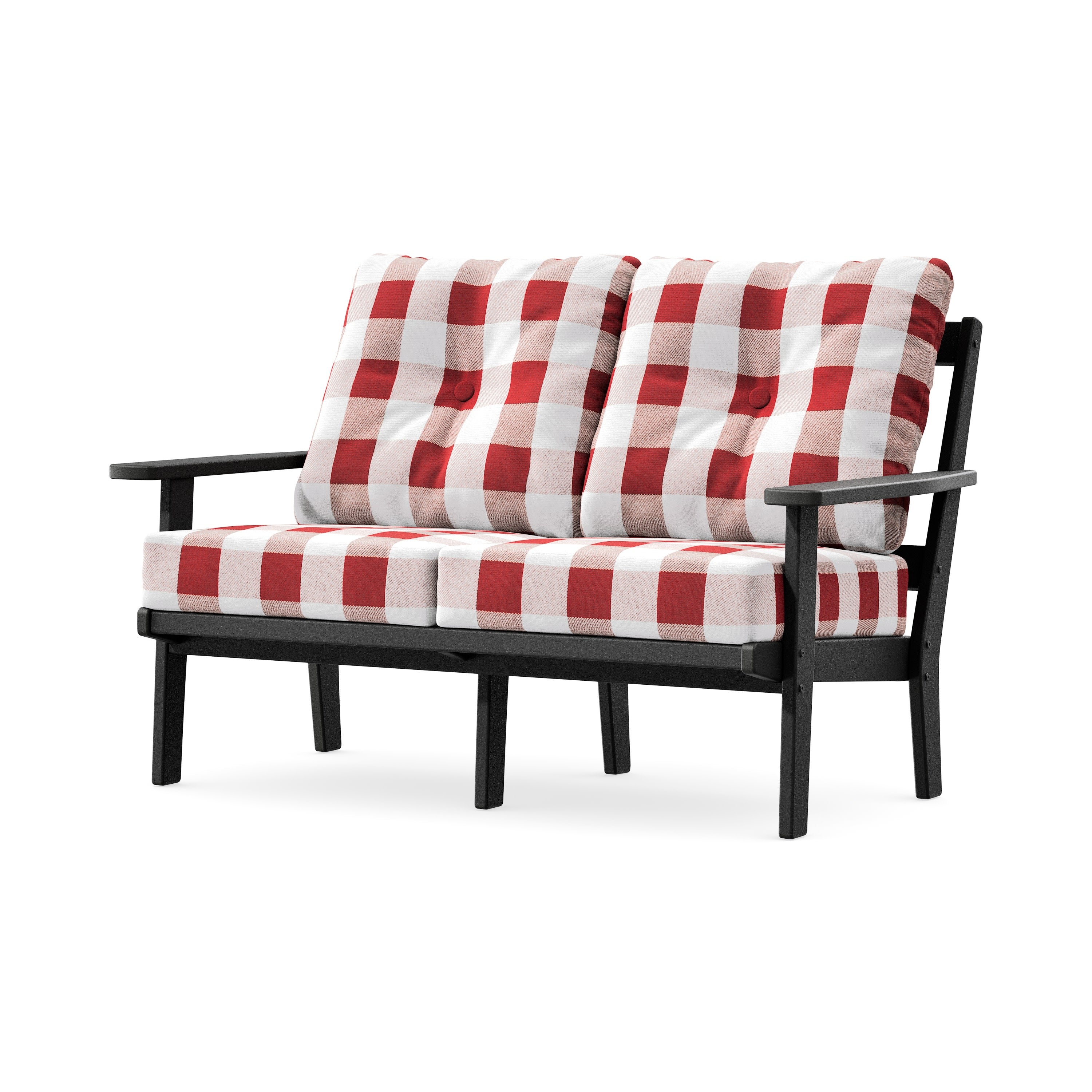Prairie Deep SeatingLoveseat in Black / Buffalo Plaid Crimson