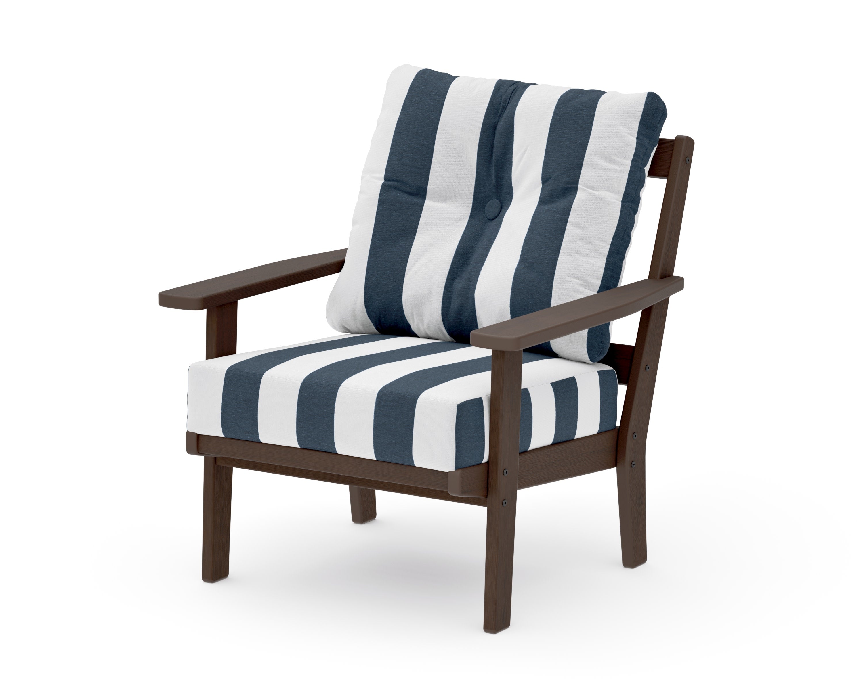 Oxford Deep Seating Chair in Kona / Cabana Stripe Marine Indigo