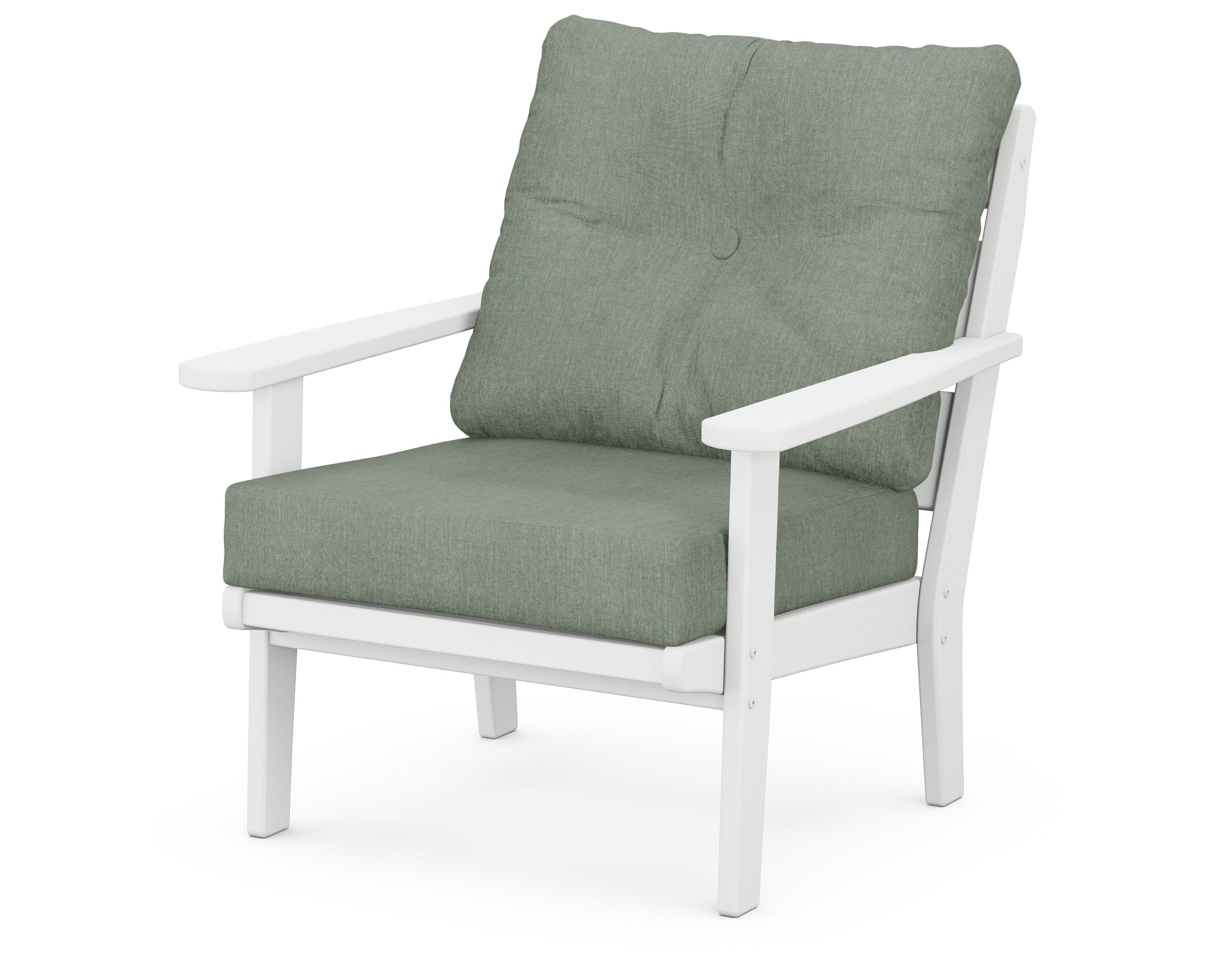 Lakeside Deep Seating Chair in White / Cast Sage