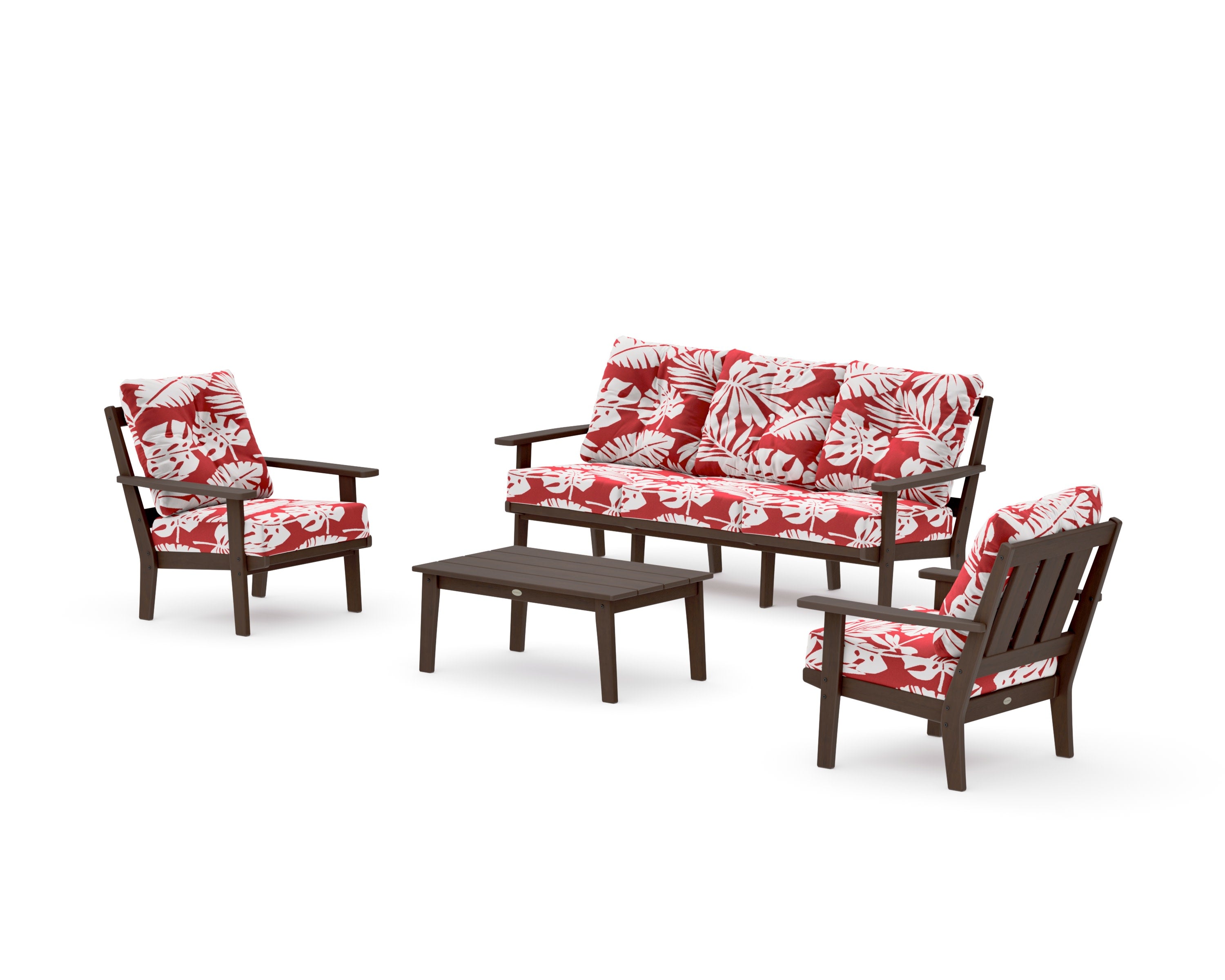 Oxford 4-Piece Deep Seating Set with Sofa in Kona / Leaf Crimson