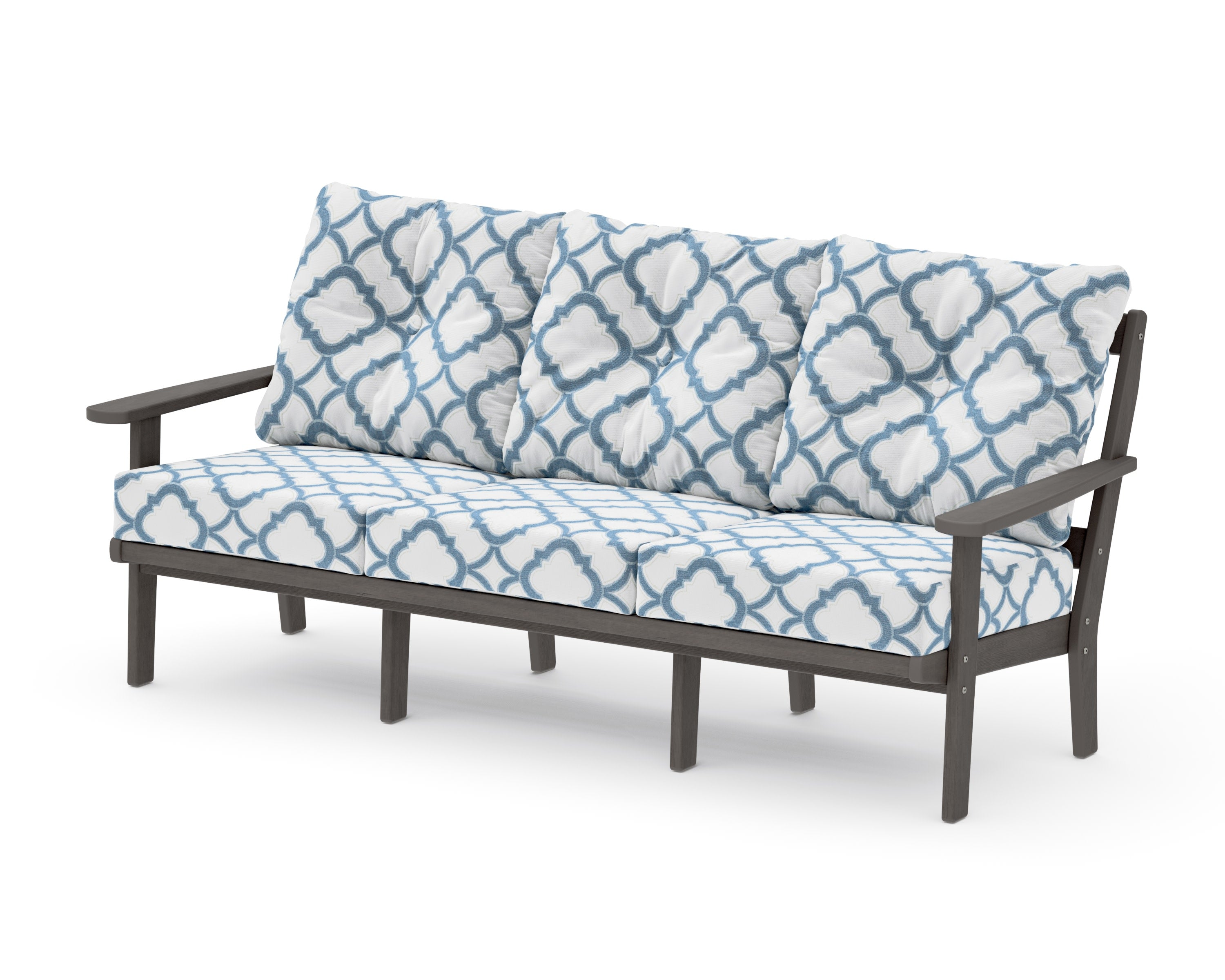 Mission Deep Seating Sofa in Driftwood / Trellis Sky Blue