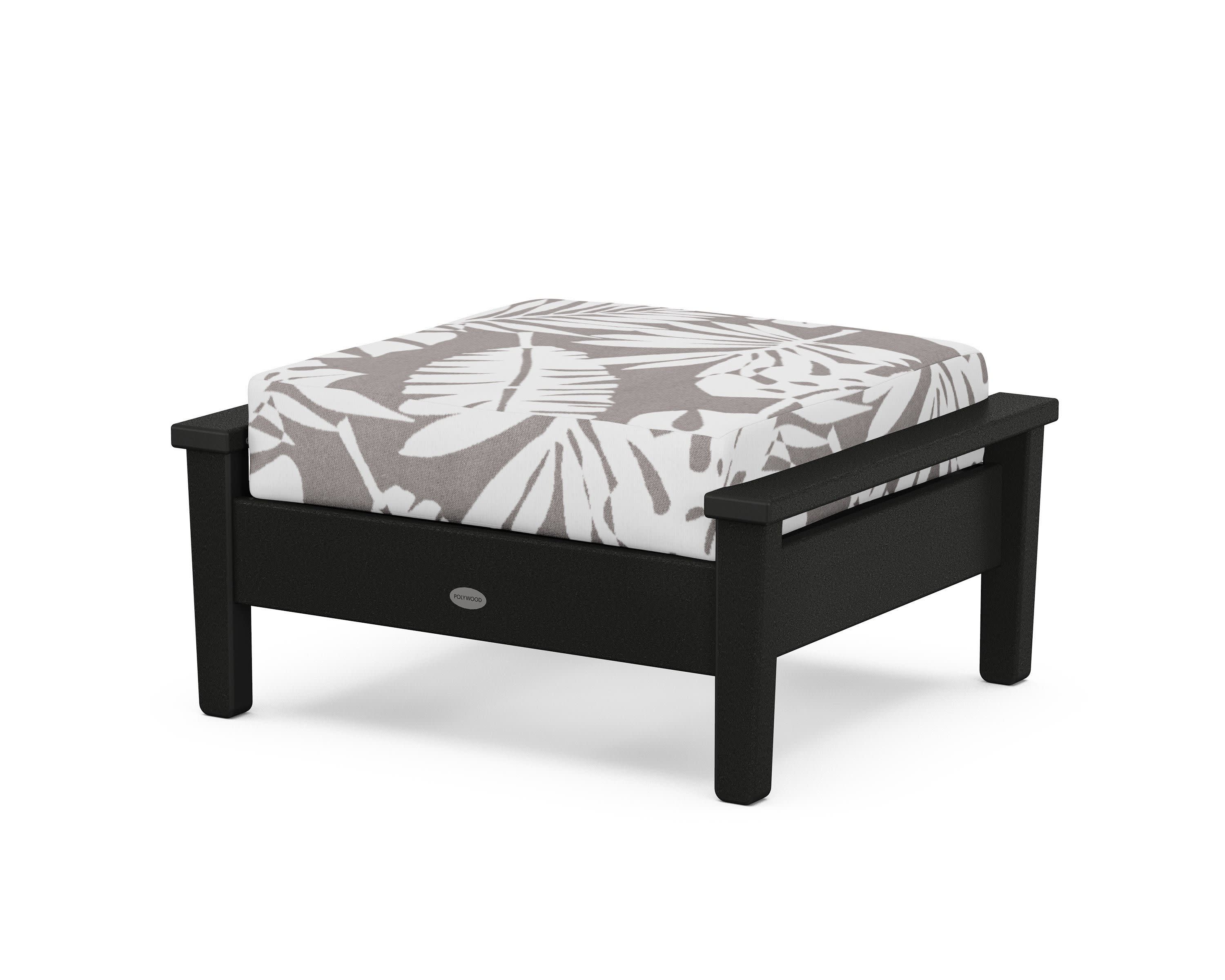 Prescott Deep Seating Ottoman in Black / Leaf Grey Mist