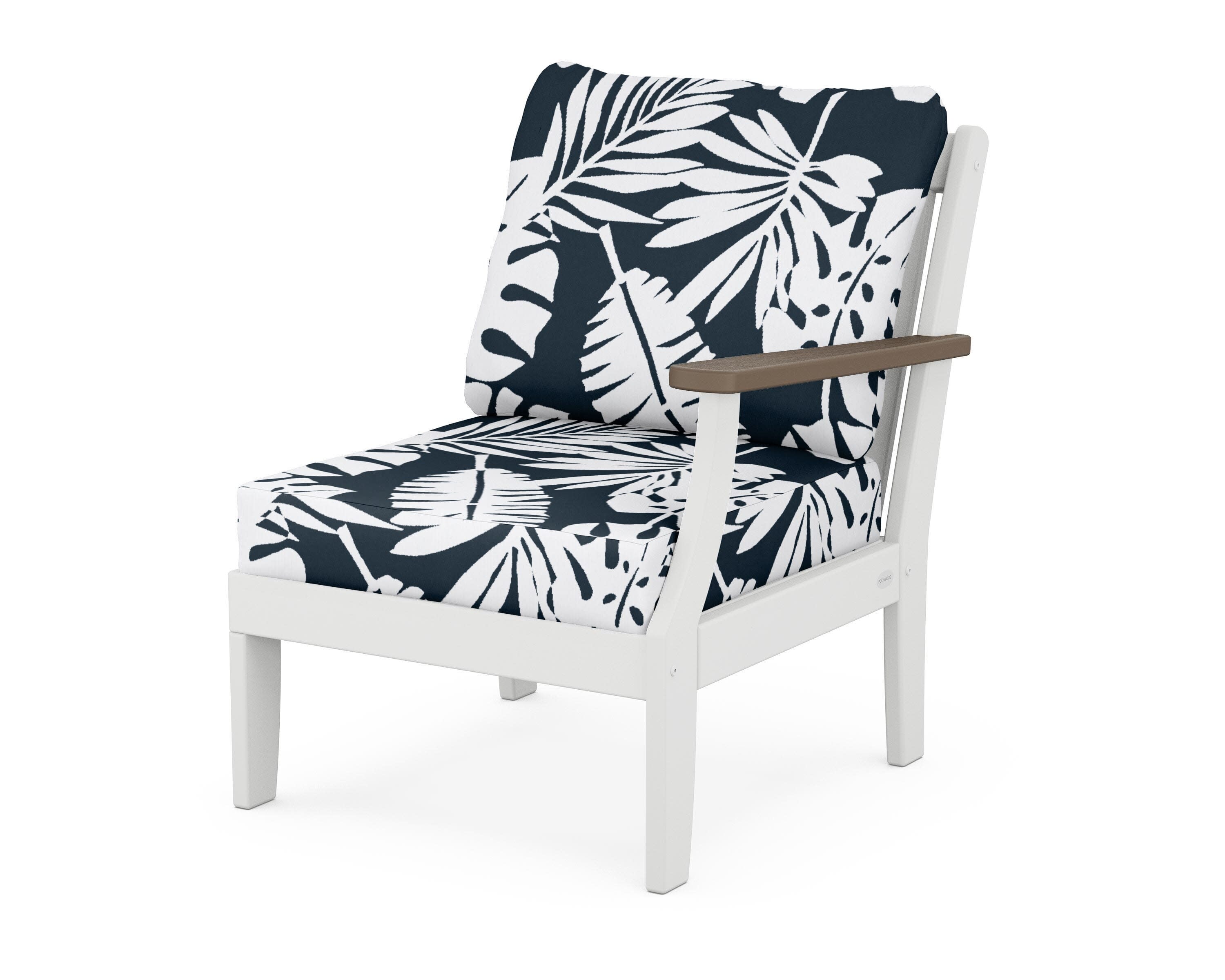 Braxton Modular Right Arm Chair in White / Kona / Leaf Marine Indigo