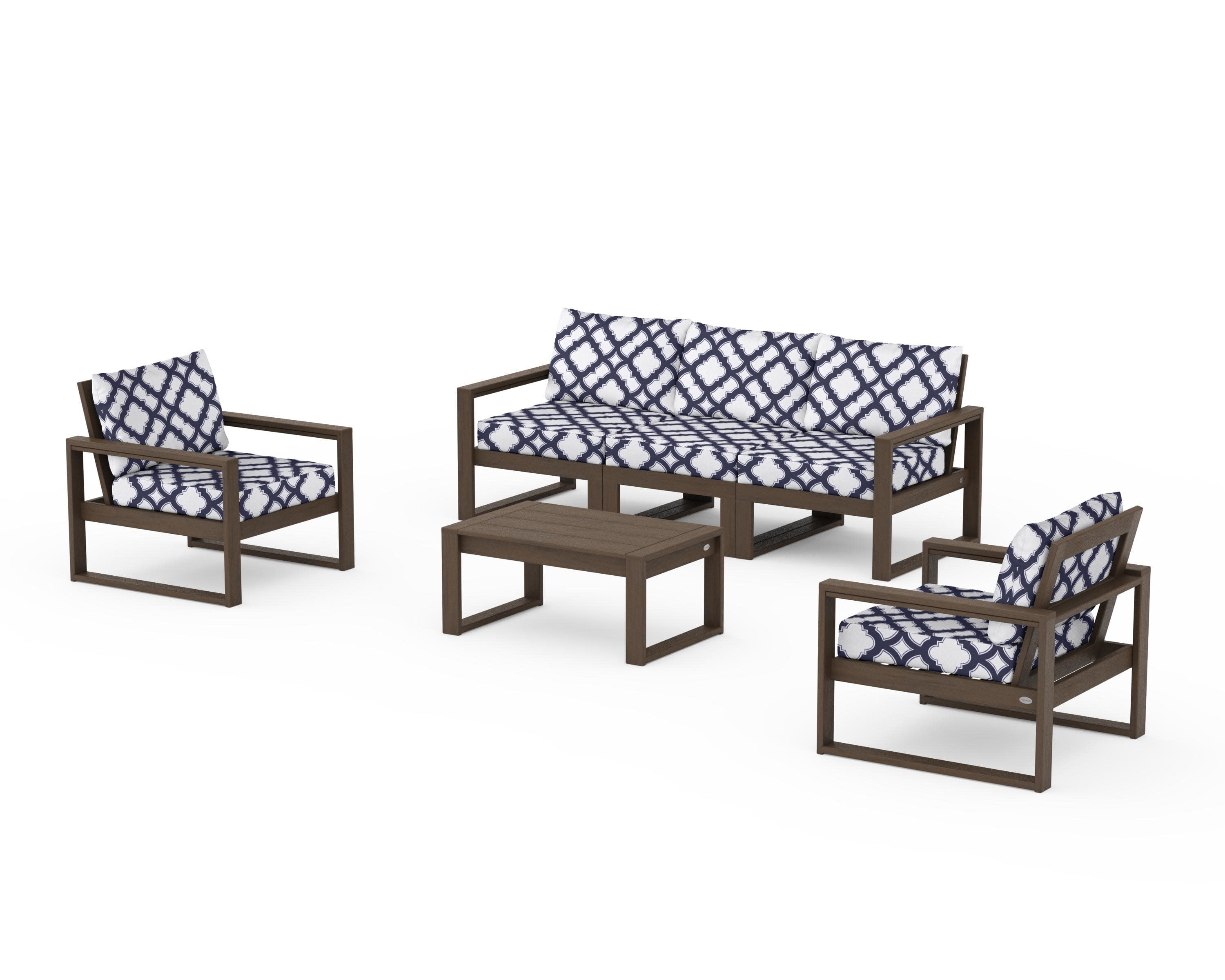 EDGE Sectional 4-Piece Deep Seating Set with Sofa in Kona / Trellis Navy