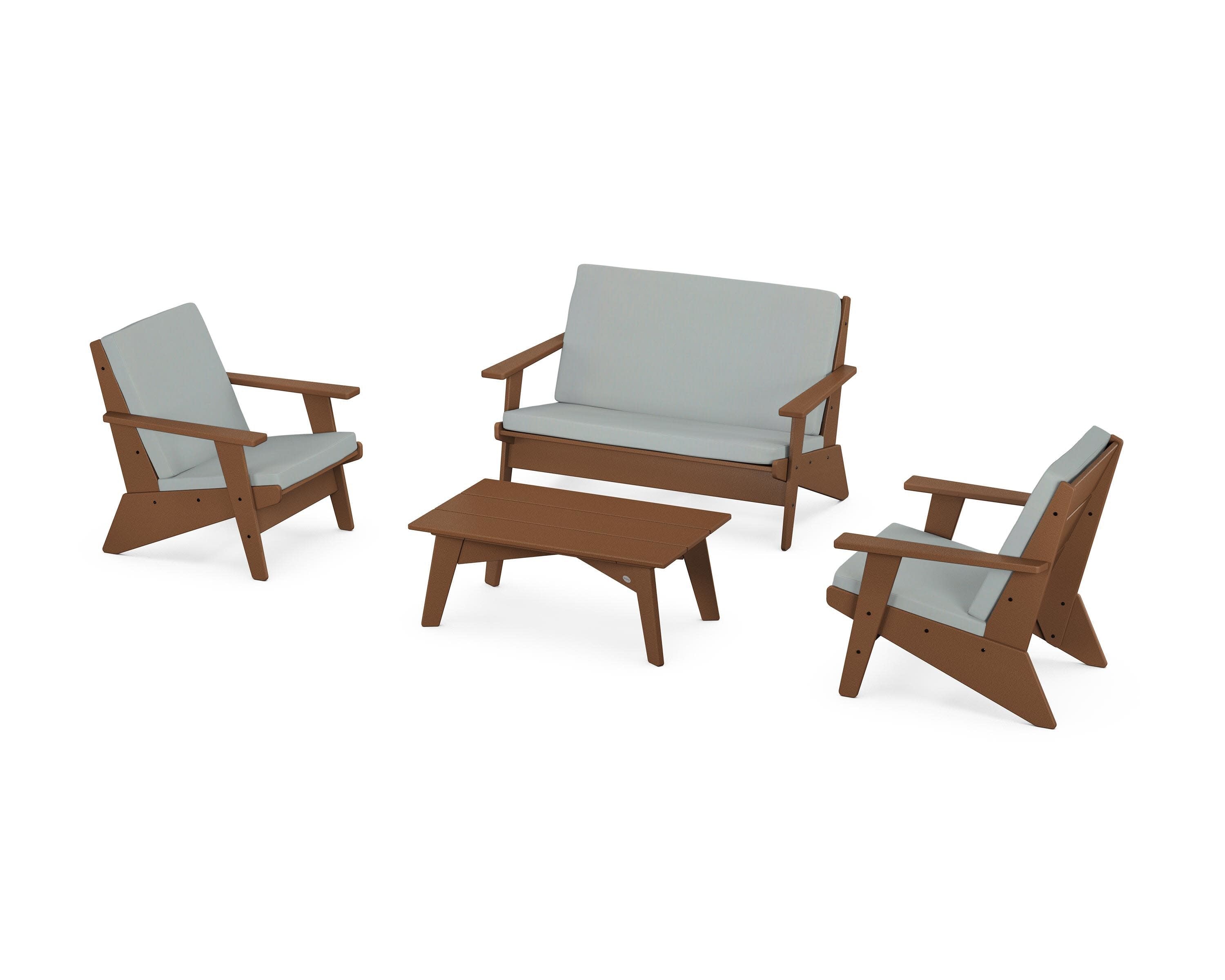 Riviera Modern Lounge 4-Piece Set in Teak / Spa