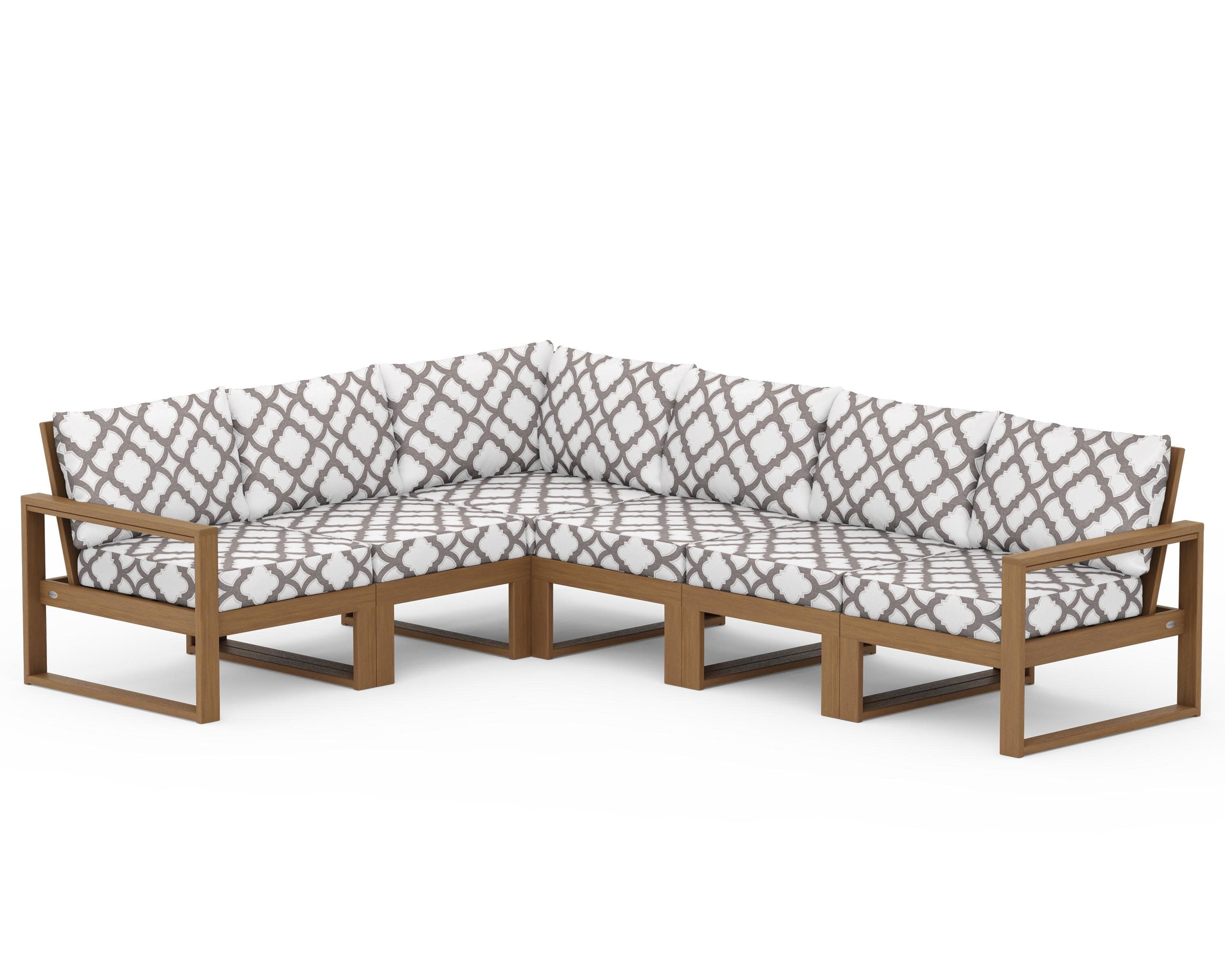 EDGE 6-Piece Modular Deep Seating Set in Natural / Trellis Grey Mist