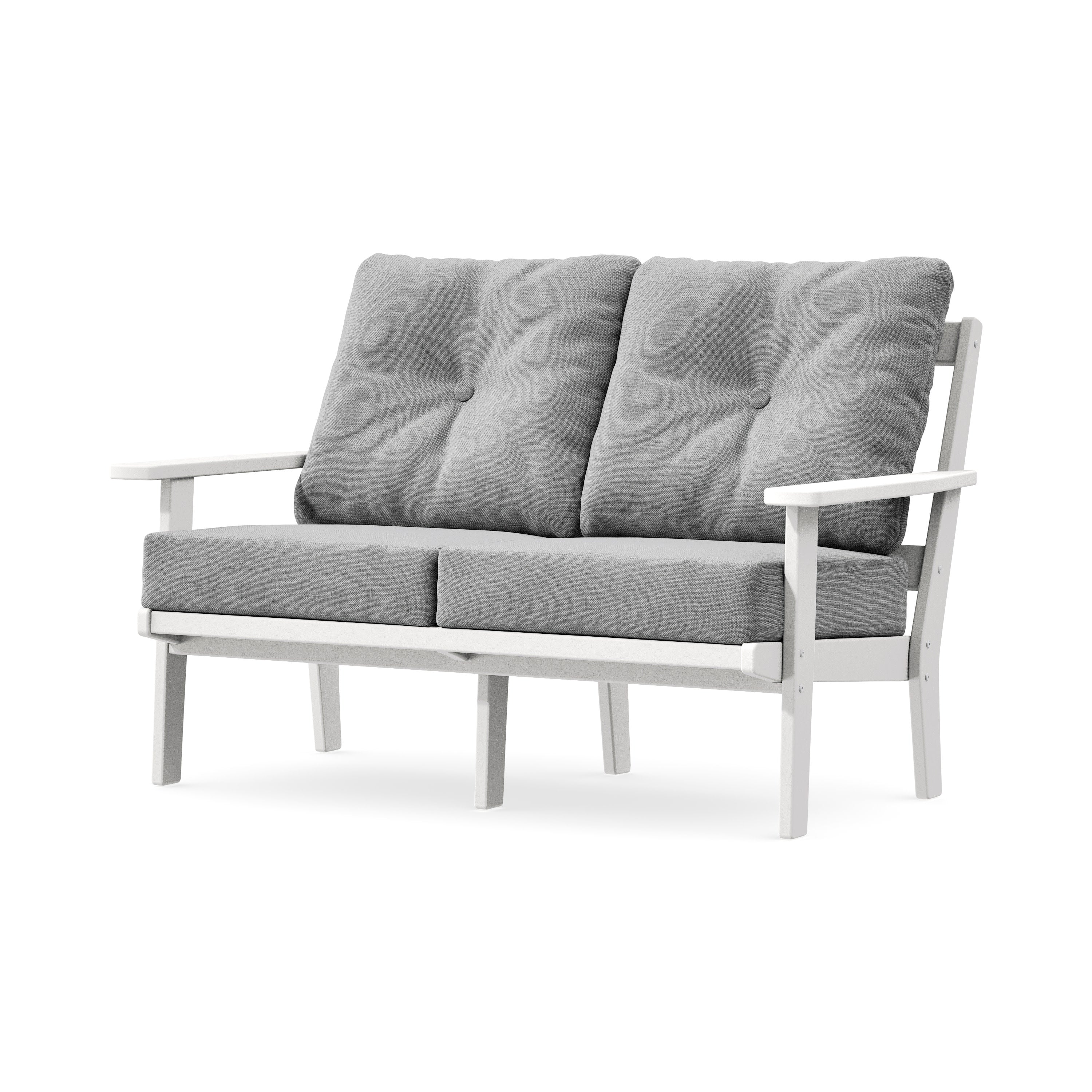 Prairie Deep SeatingLoveseat in White / Grey Mist
