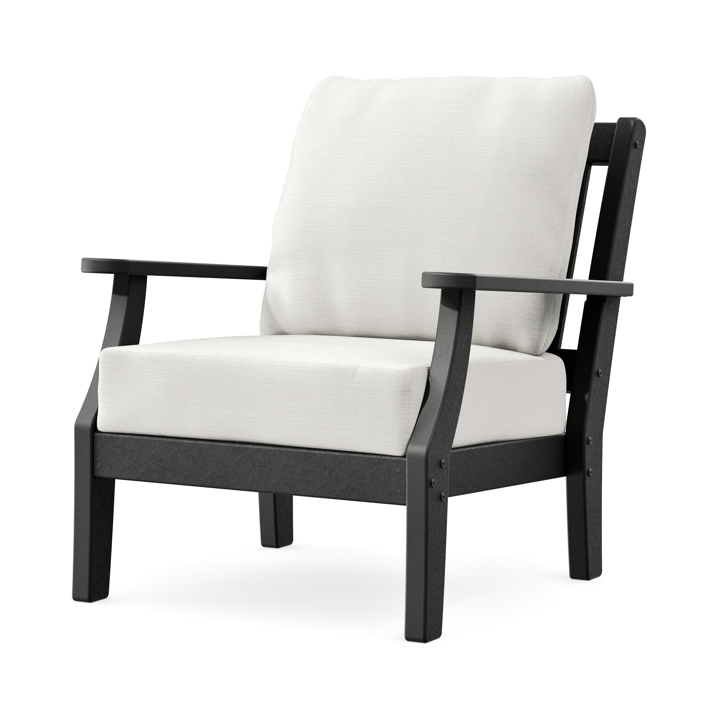 Chinoiserie Deep Seating Chair in Black / Natural Linen