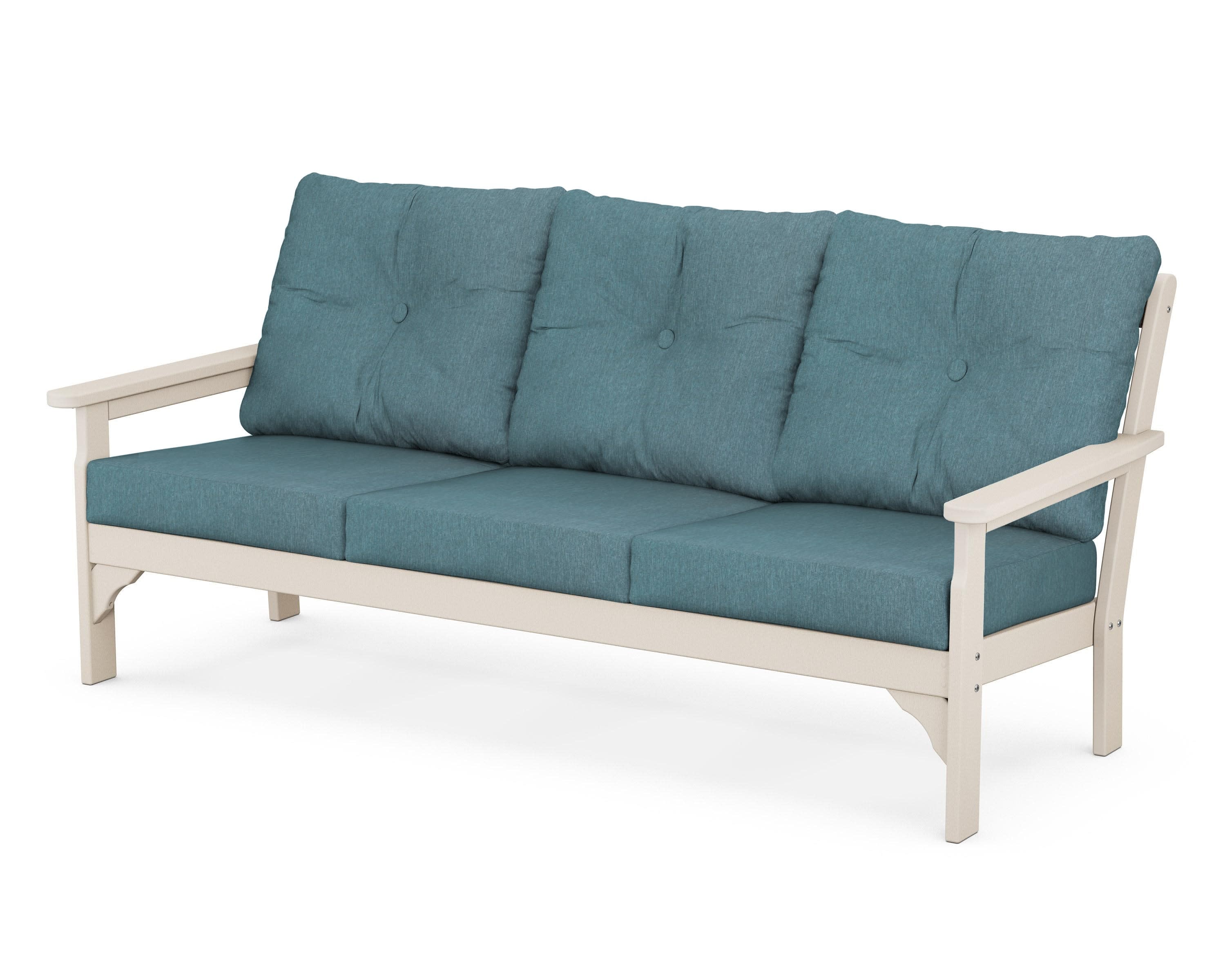 Vineyard Deep Seating Sofa in Sand / Ocean Teal