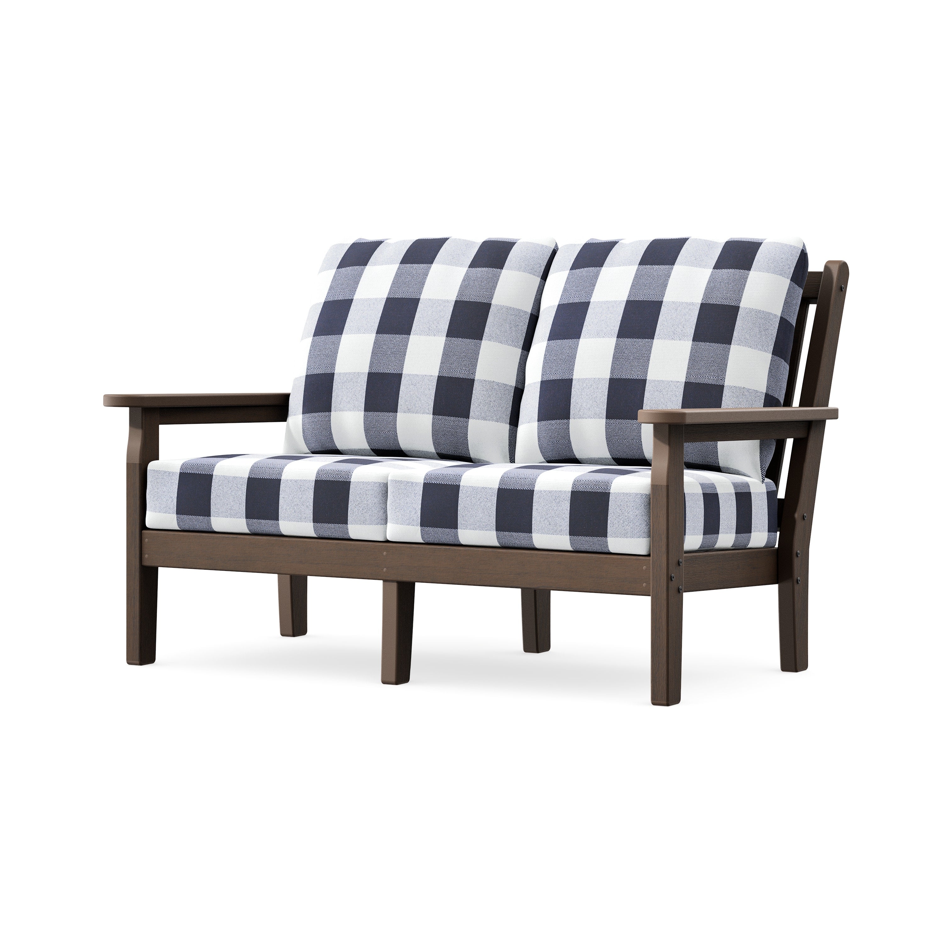 Chippendale Deep Seating Loveseat in Kona / Buffalo Plaid Navy