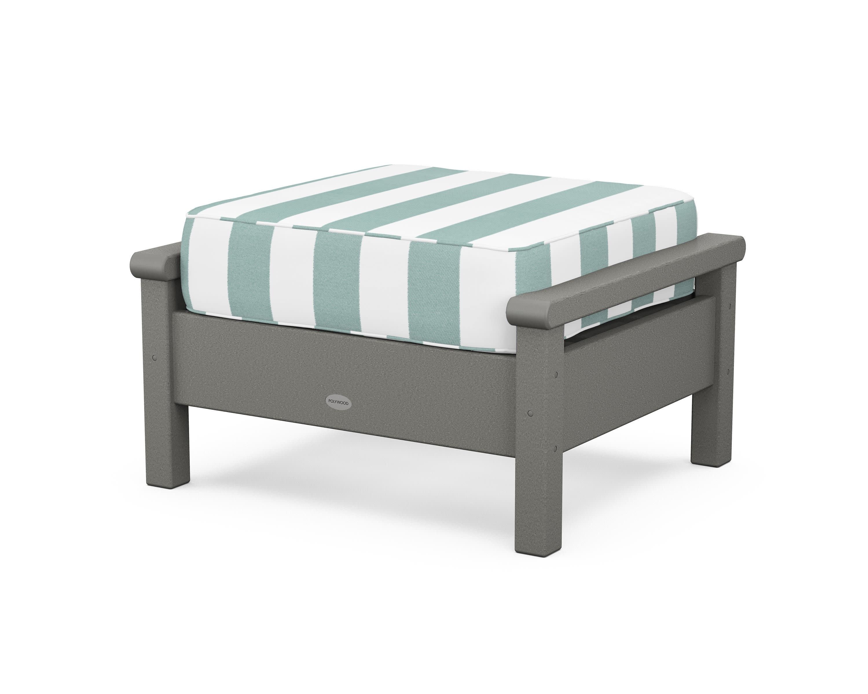Harbour Deep Seating Ottoman in Slate Grey / Cabana Stripe Glacier Spa