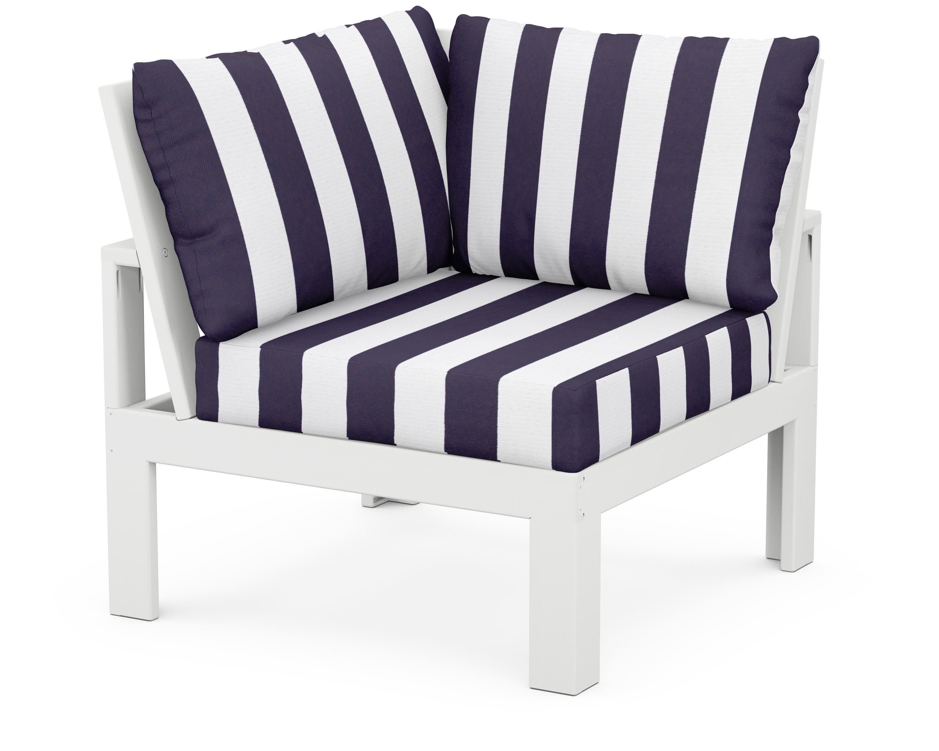 Modular Corner Chair in White / Cabana Stripe Navy