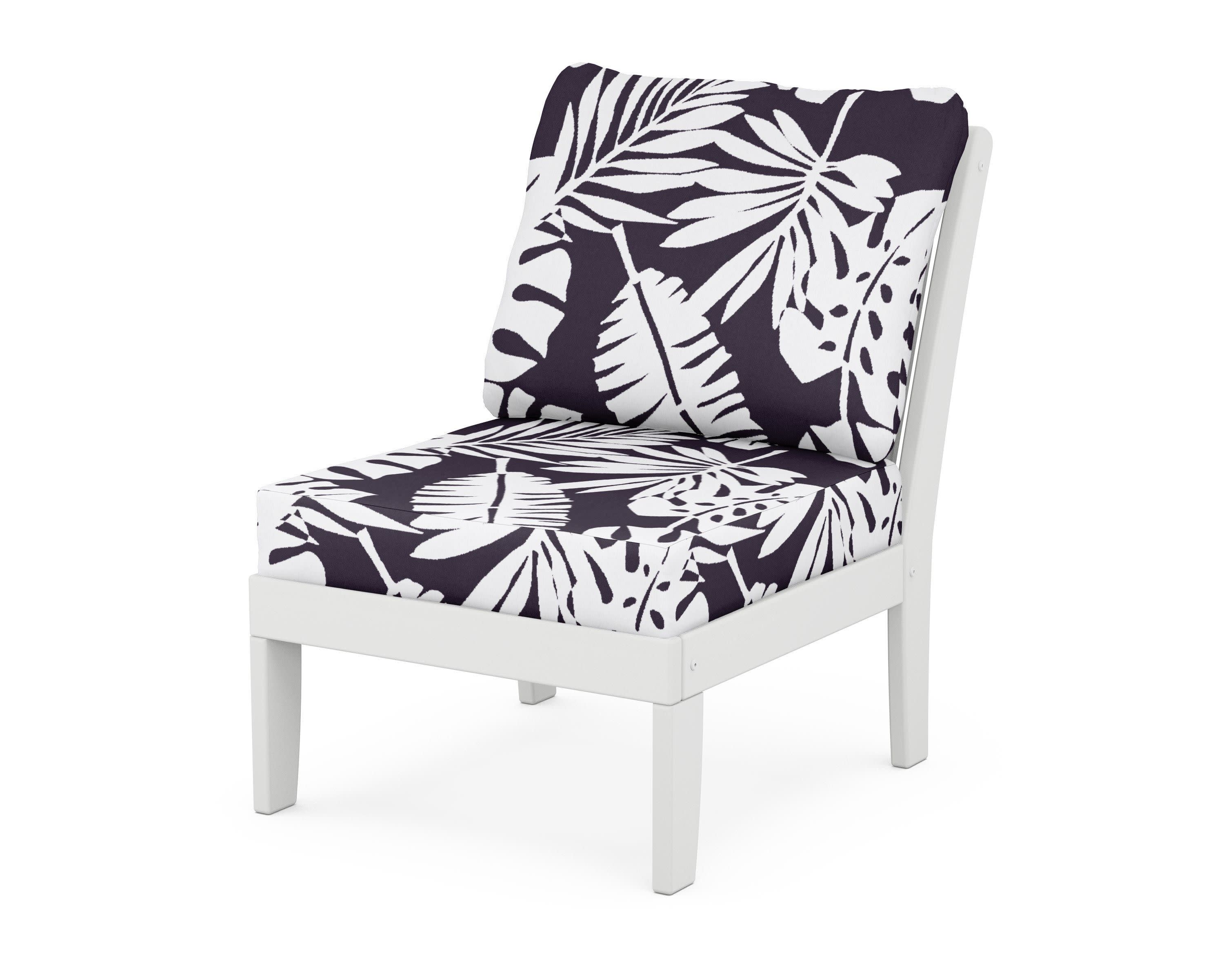 Braxton Modular Armless Chair in White / Leaf Navy