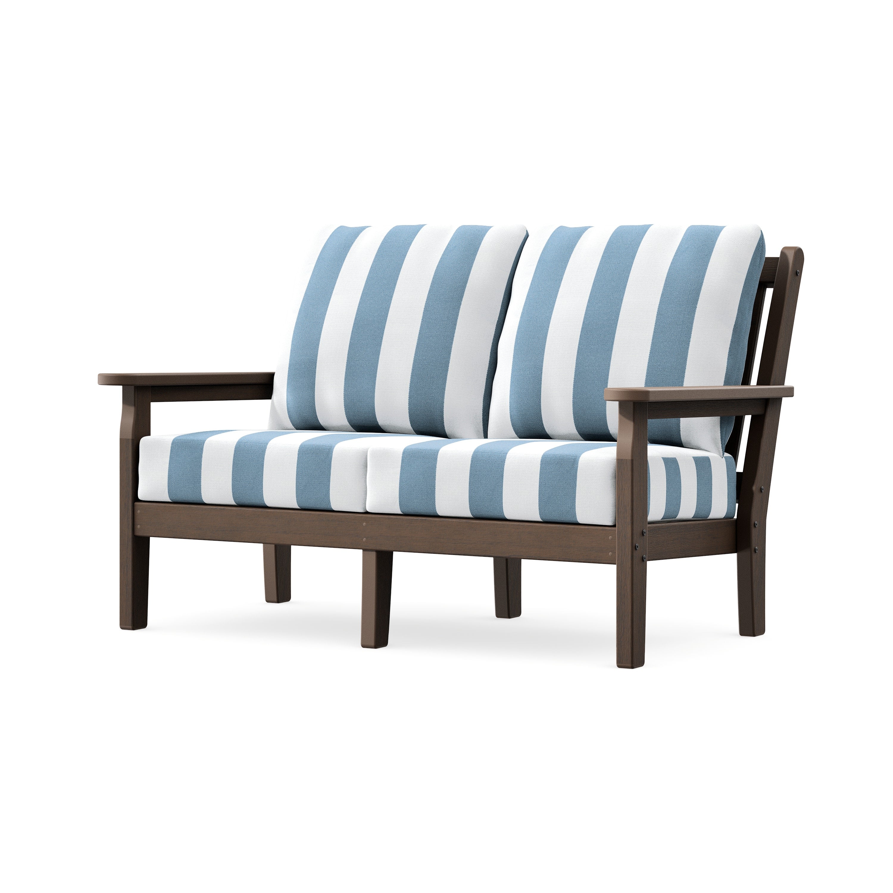 Chippendale Deep Seating Loveseat in Kona / Cabana Stripe Sky Blue