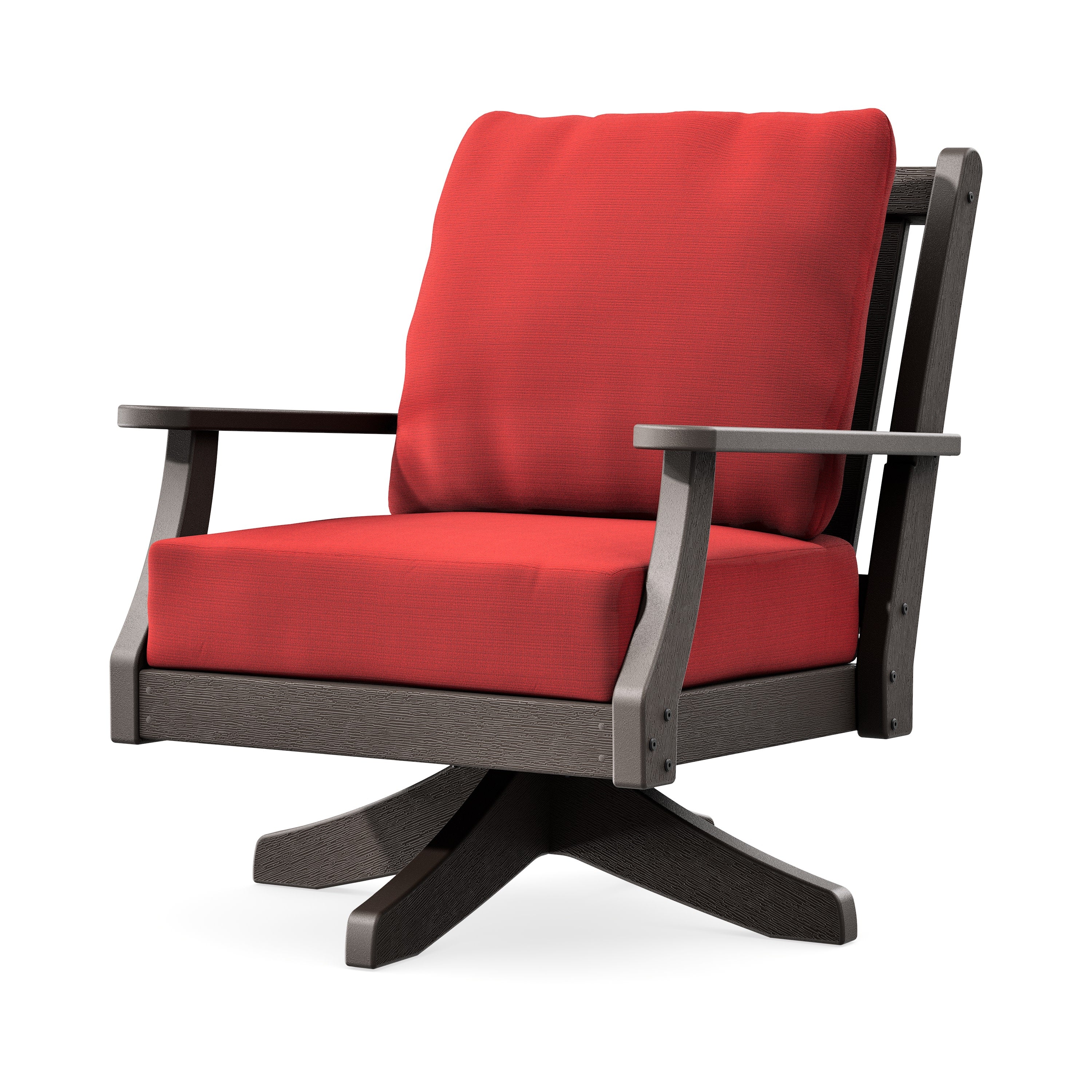 Wovendale Deep Seating Swivel Chair in Vintage Coffee / Crimson Linen