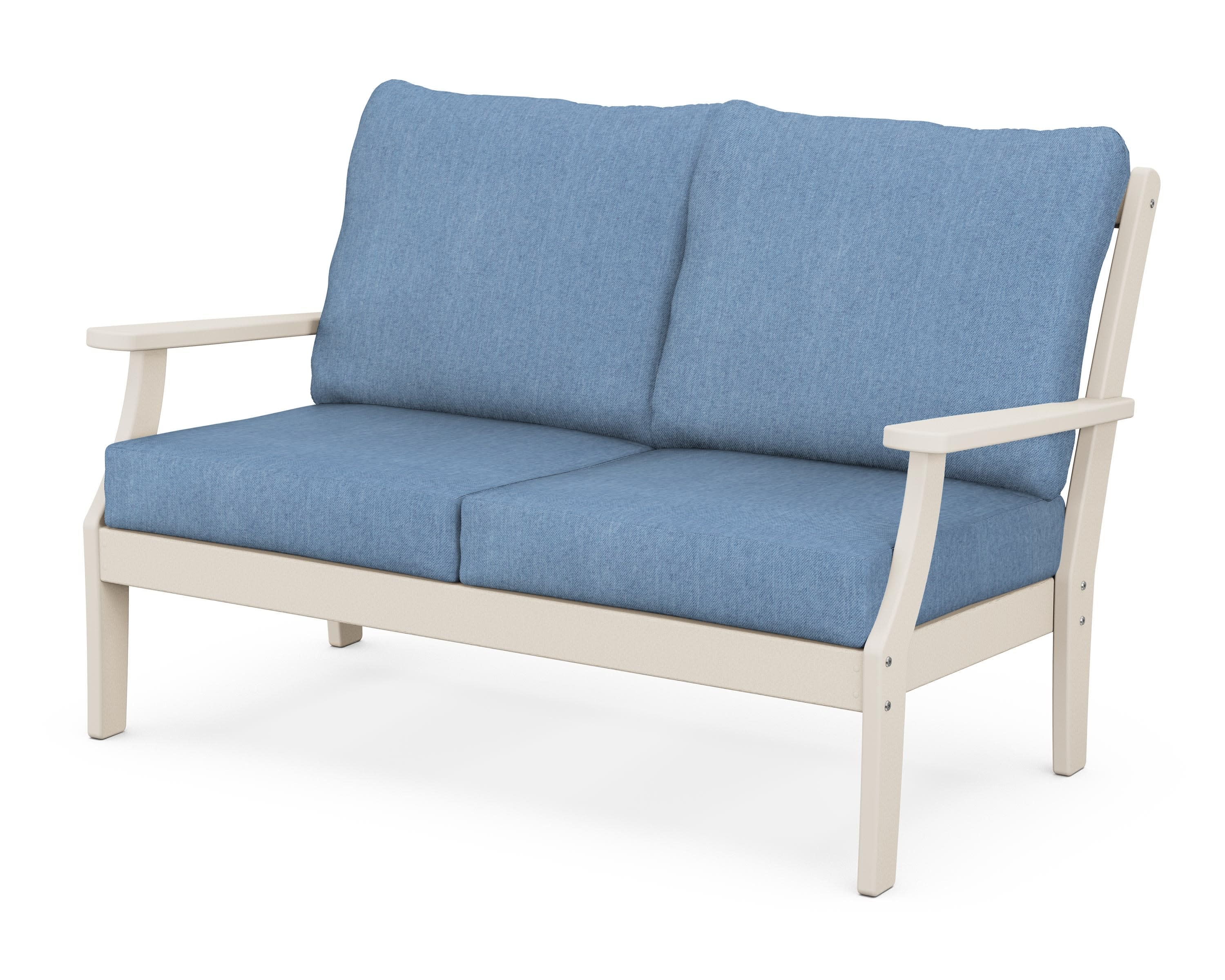 Braxton Deep Seating Loveseat in Sand / Sky Blue