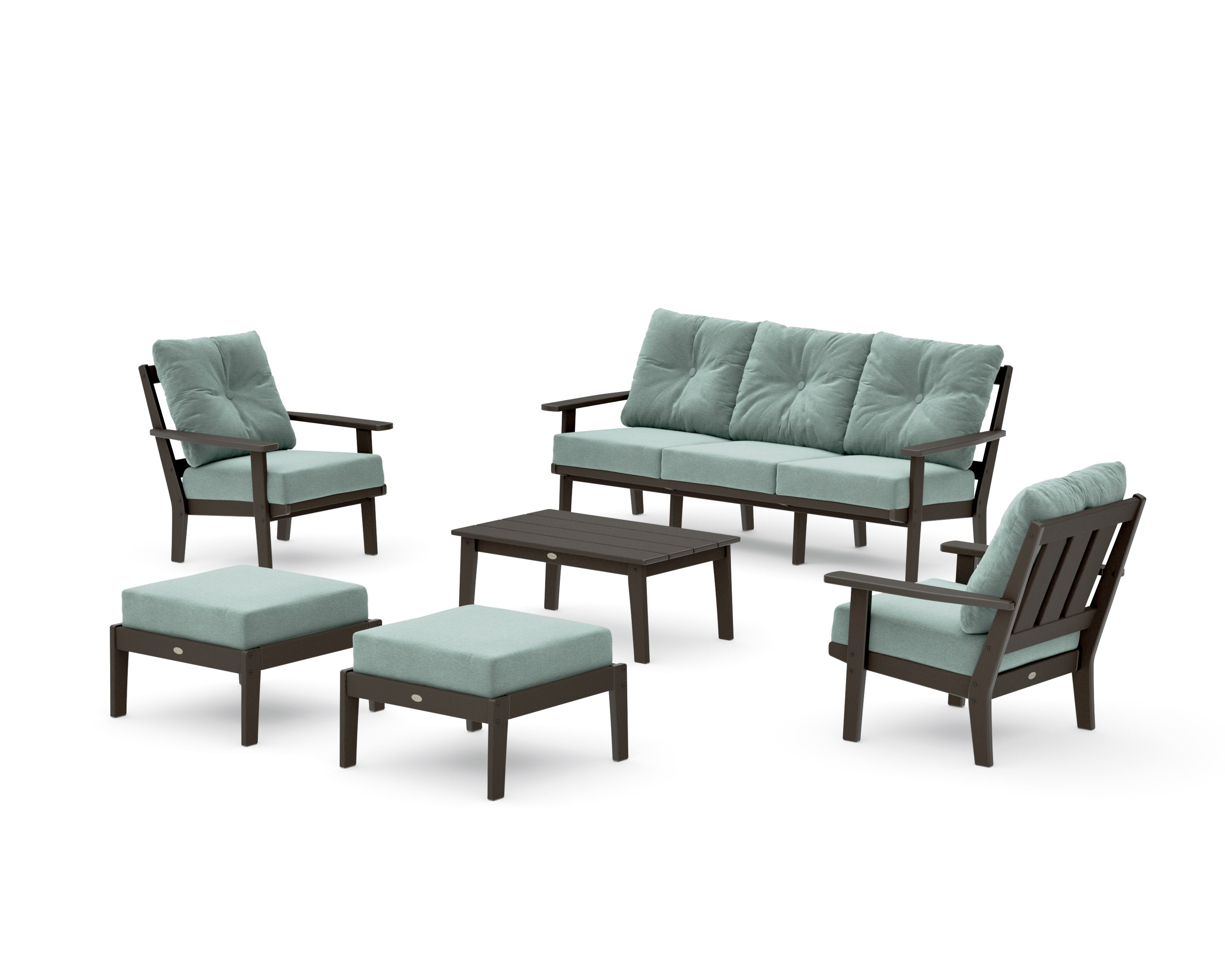 Oxford 6-Piece Lounge Sofa Set in Vintage Coffee / Glacier Spa