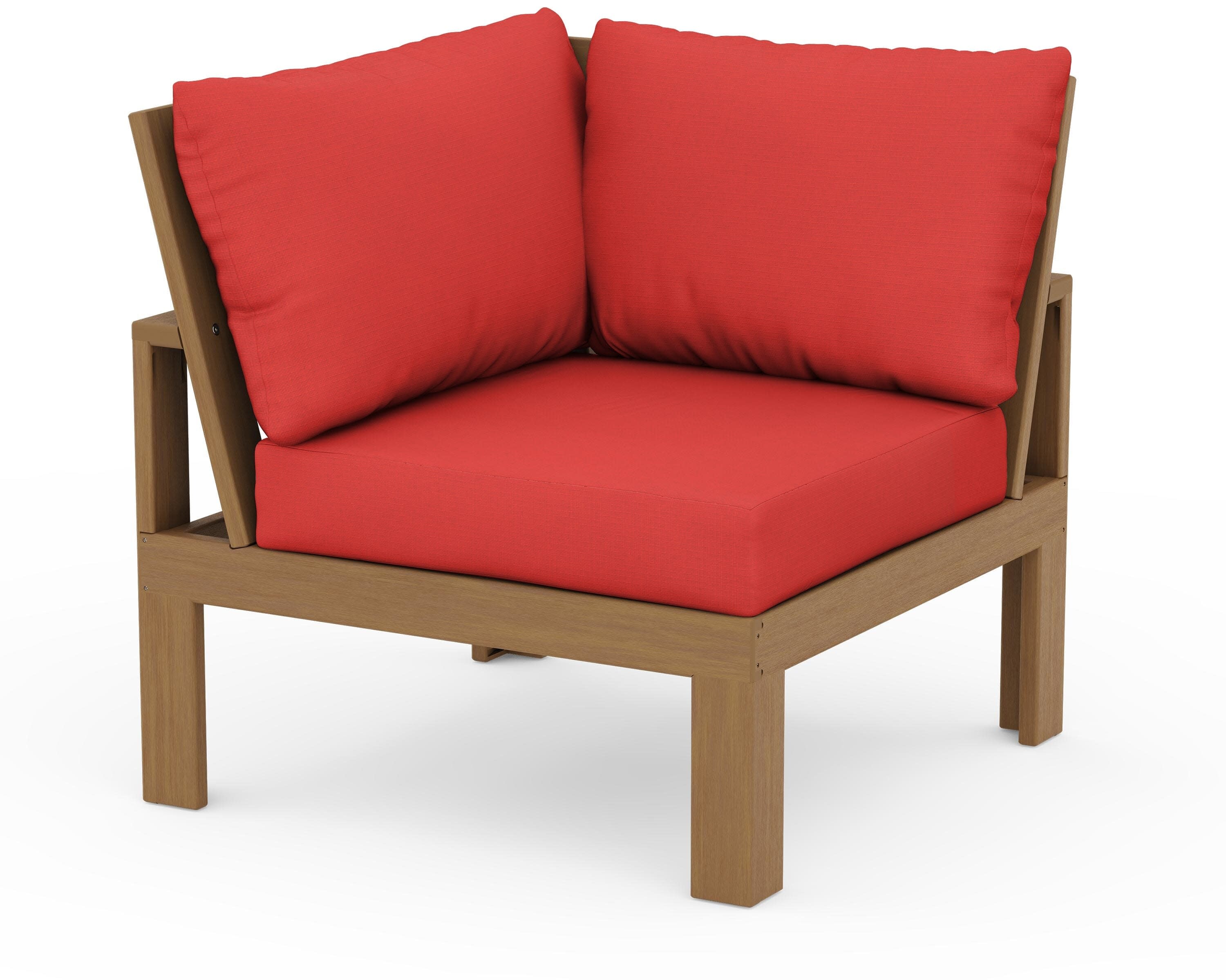 Modular Corner Chair in Natural / Crimson Linen