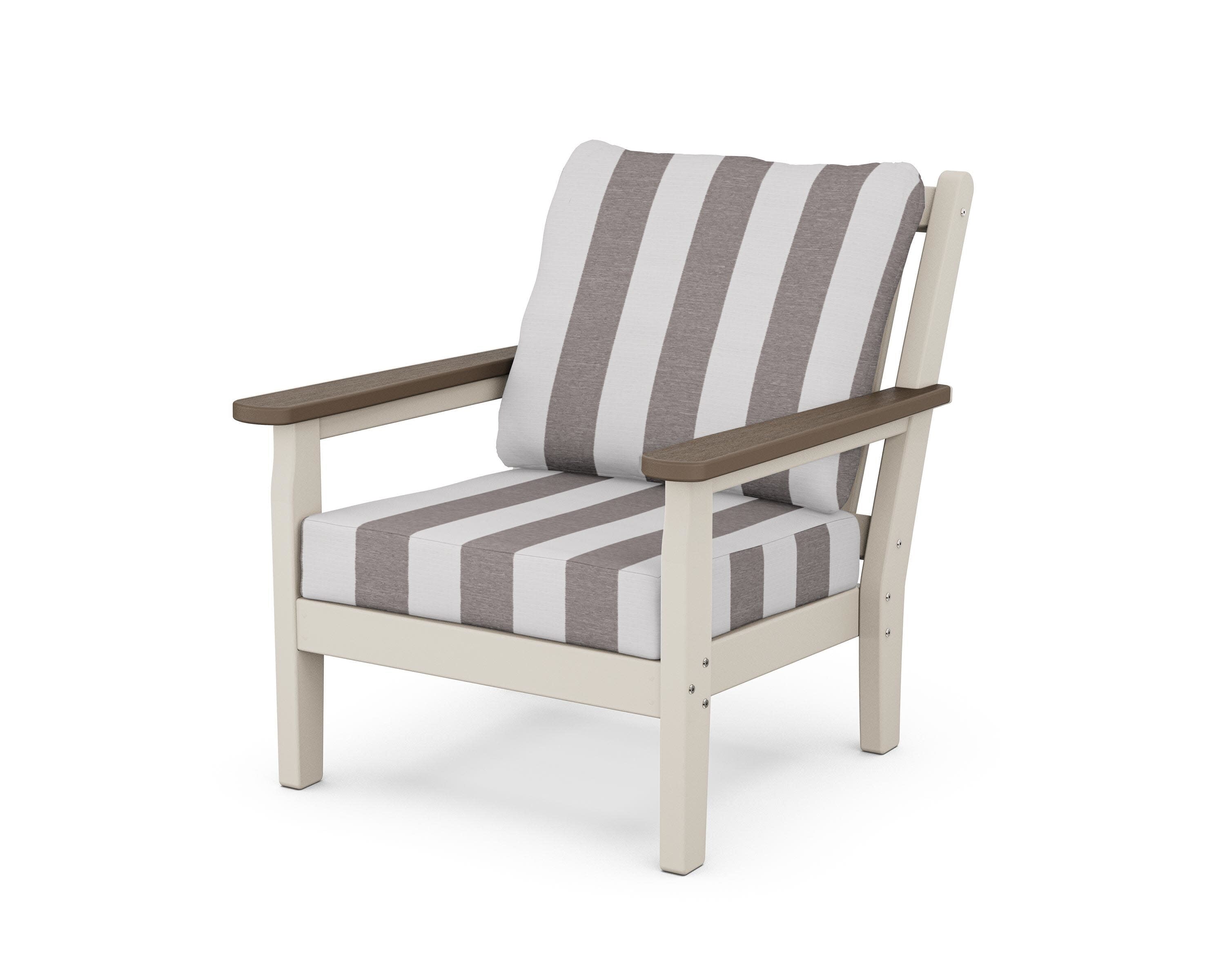 Chippendale Deep Seating Chair in Sand / Kona / Cabana Stripe Grey Mist