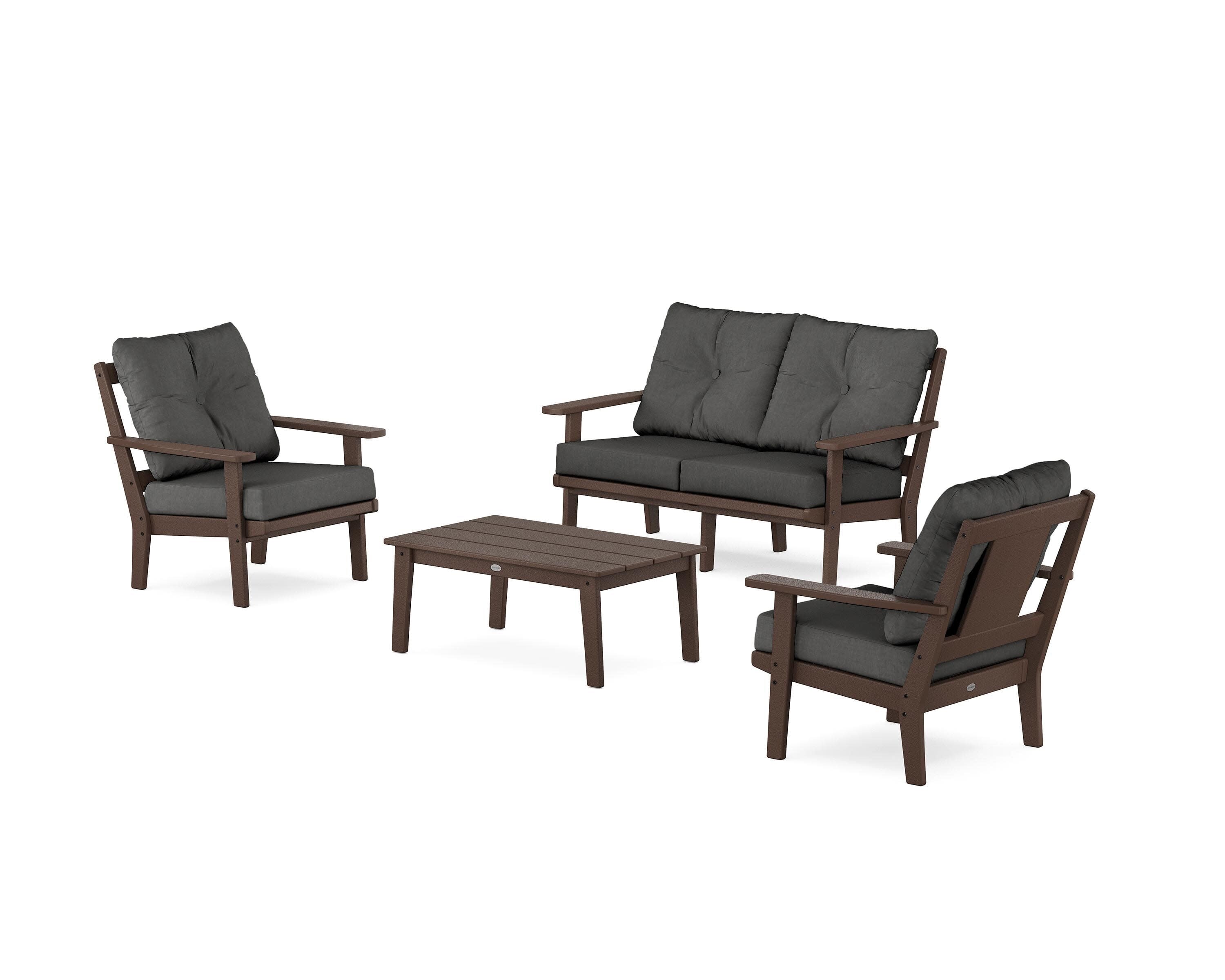 Prairie 4-Piece Deep Seating Set with Loveseat in Mahogany / Spectrum Carbon