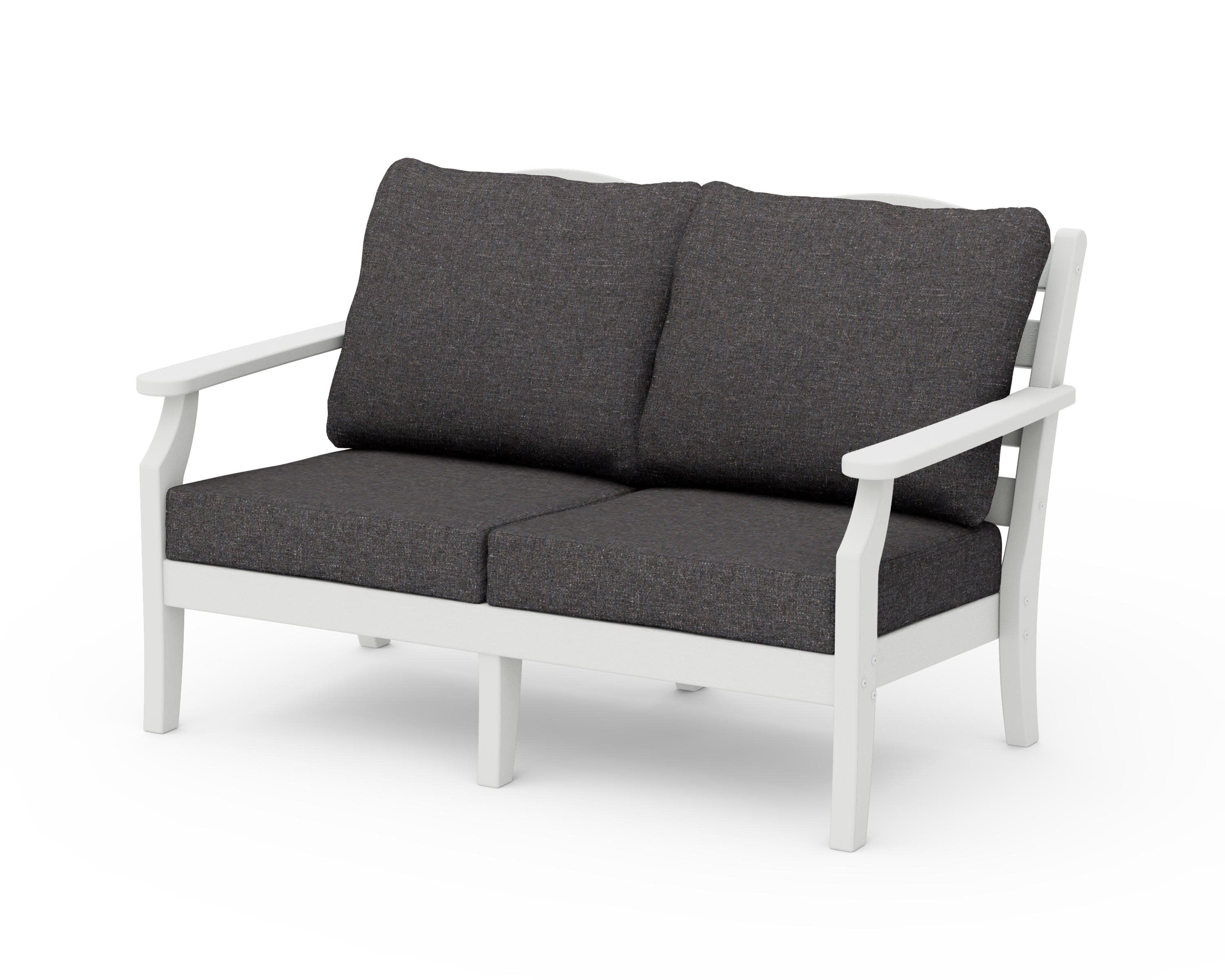 Savannah Deep Seating Loveseat in Vintage White / Ash Charcoal