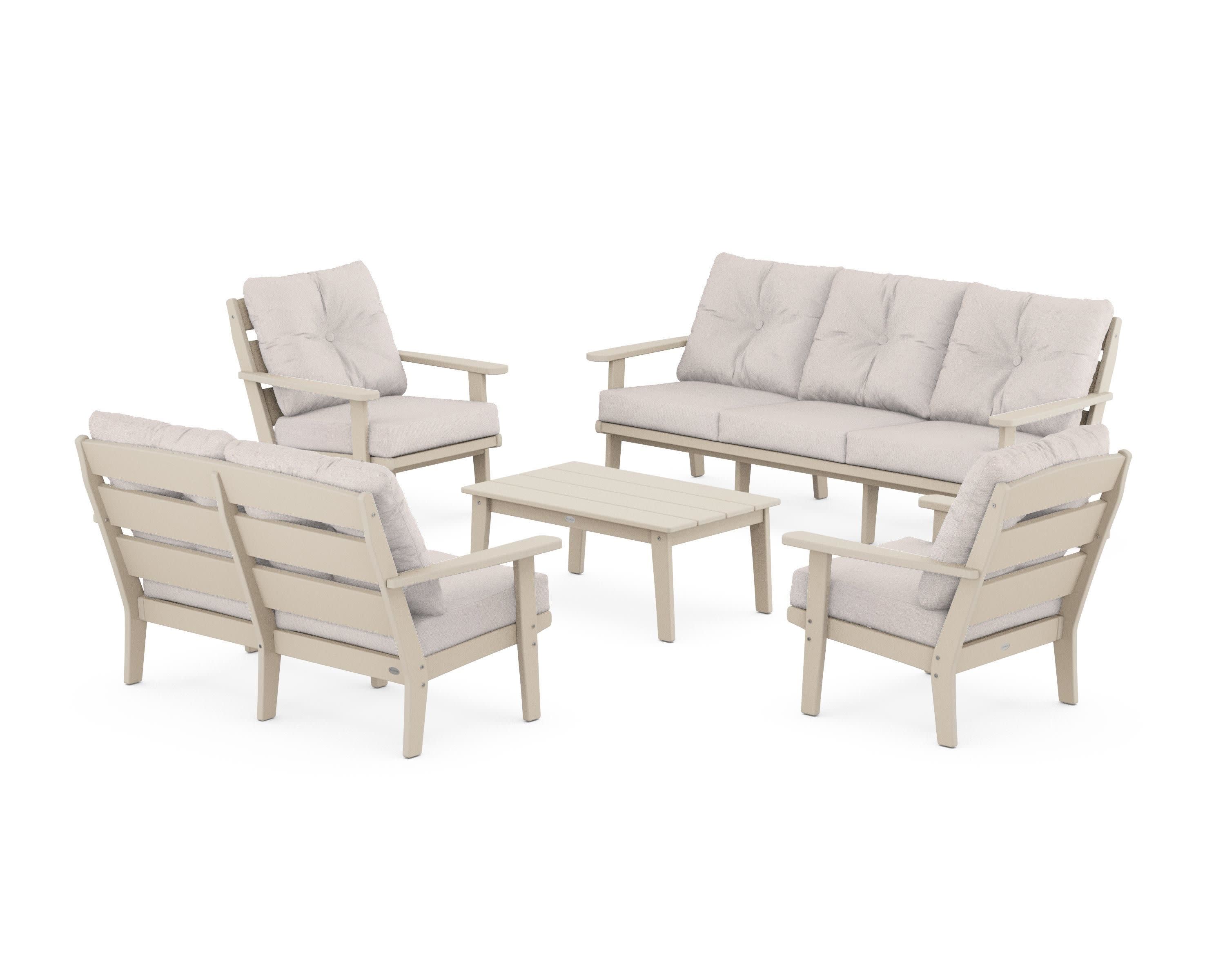 Lakeside 5-Piece Lounge Sofa Set in Sand / Dune Burlap