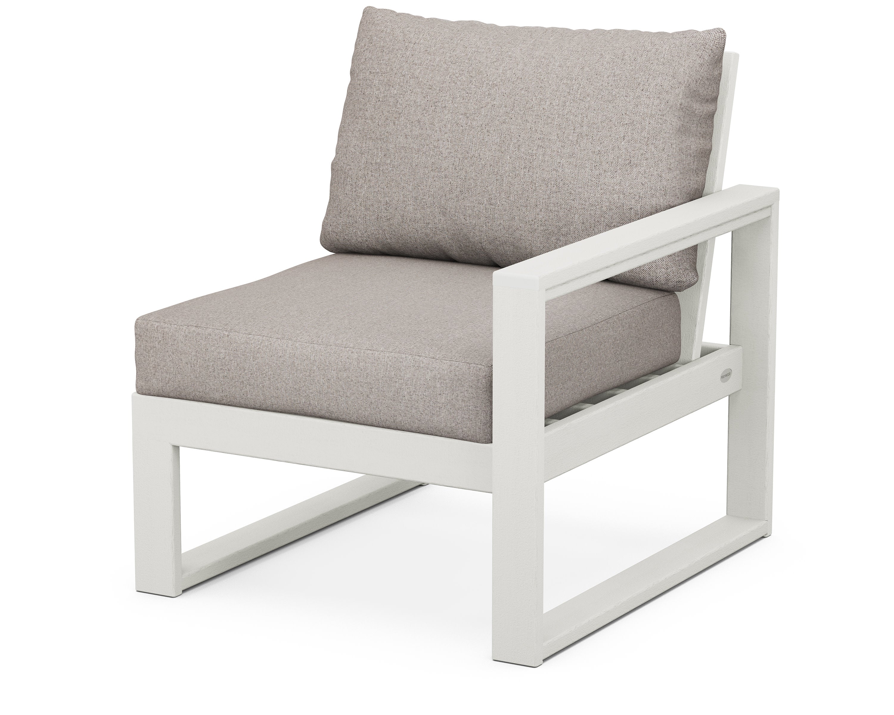 EDGE Modular Right Arm Chair in Vintage White / Weathered Tweed