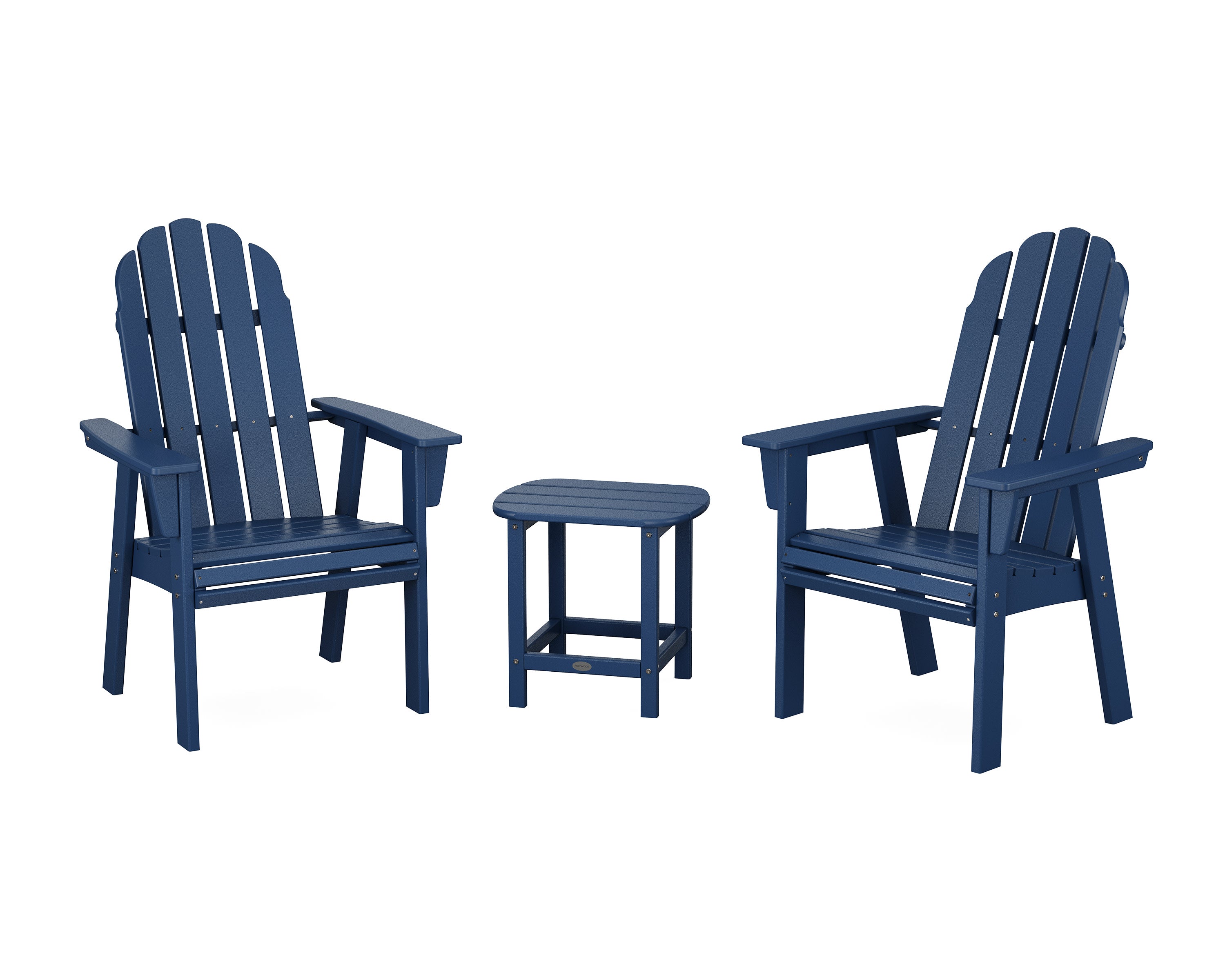 Vineyard 3-Piece Curveback Upright Adirondack Chair Set in Navy