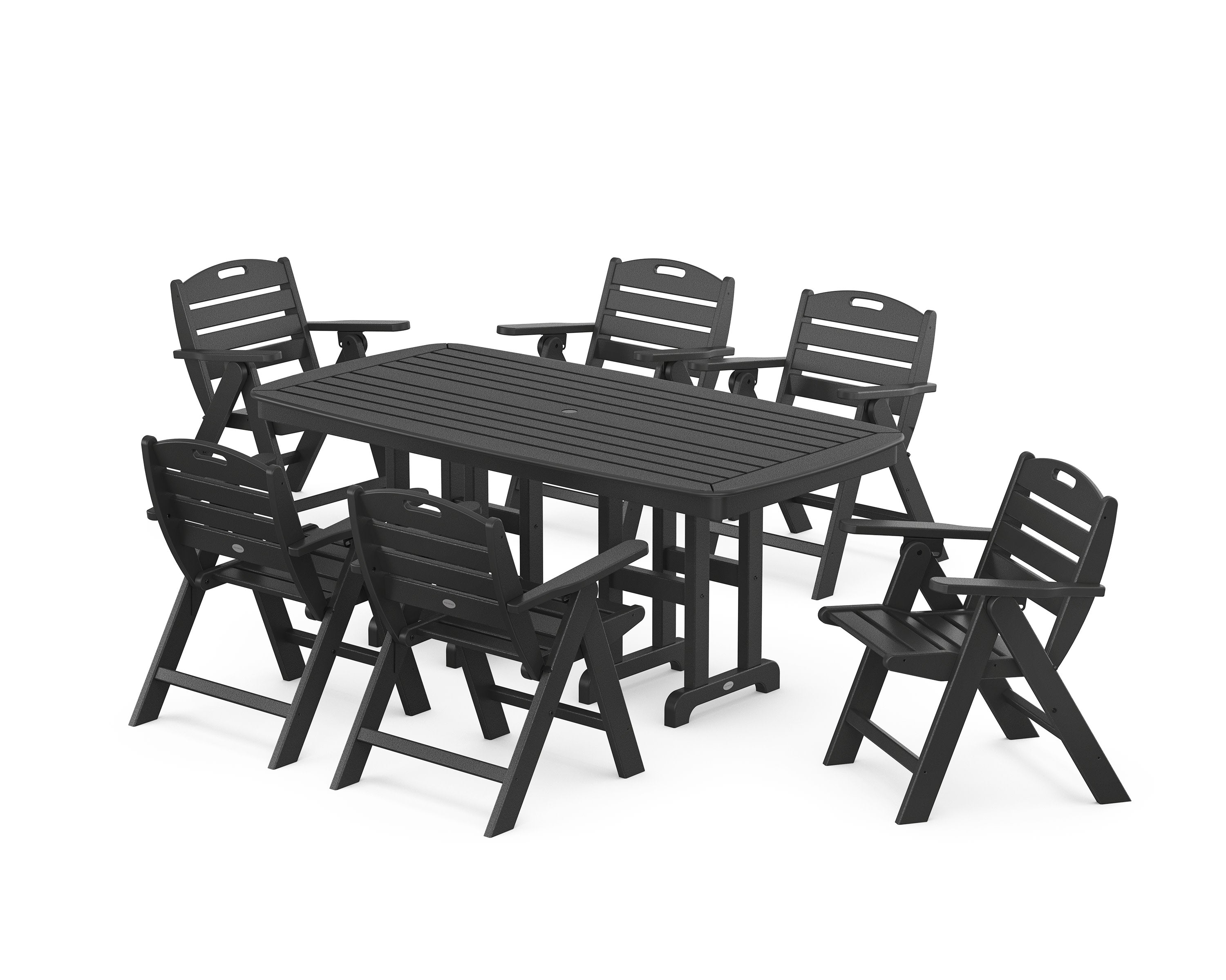 Nautical Lowback 7-Piece Dining Set in Black