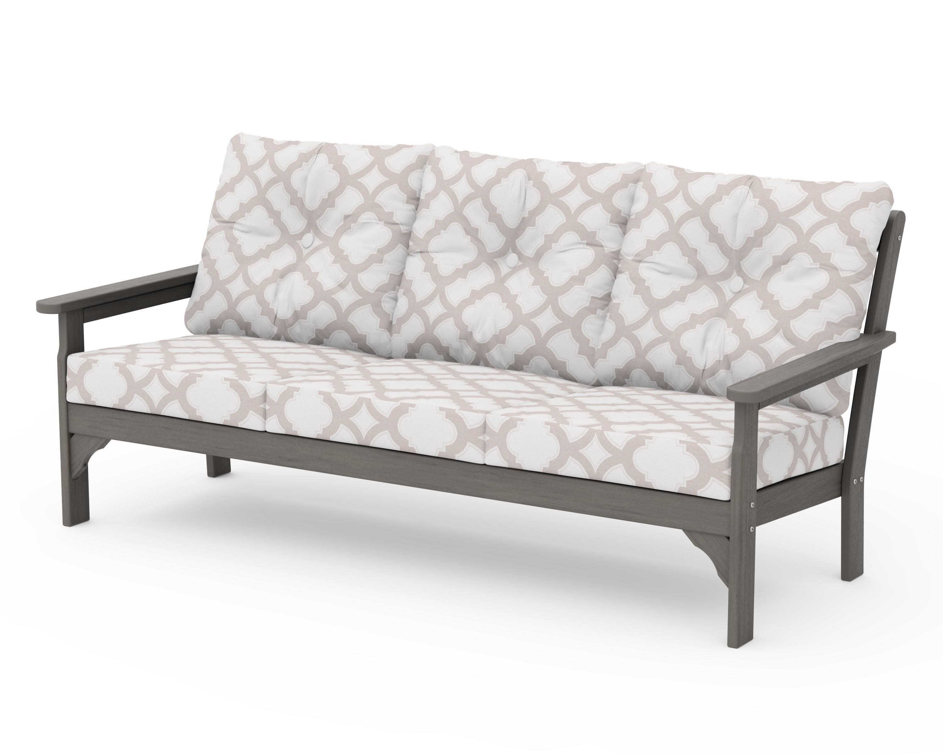 Vineyard Deep Seating Sofa in Driftwood / Trellis Dune Burlap