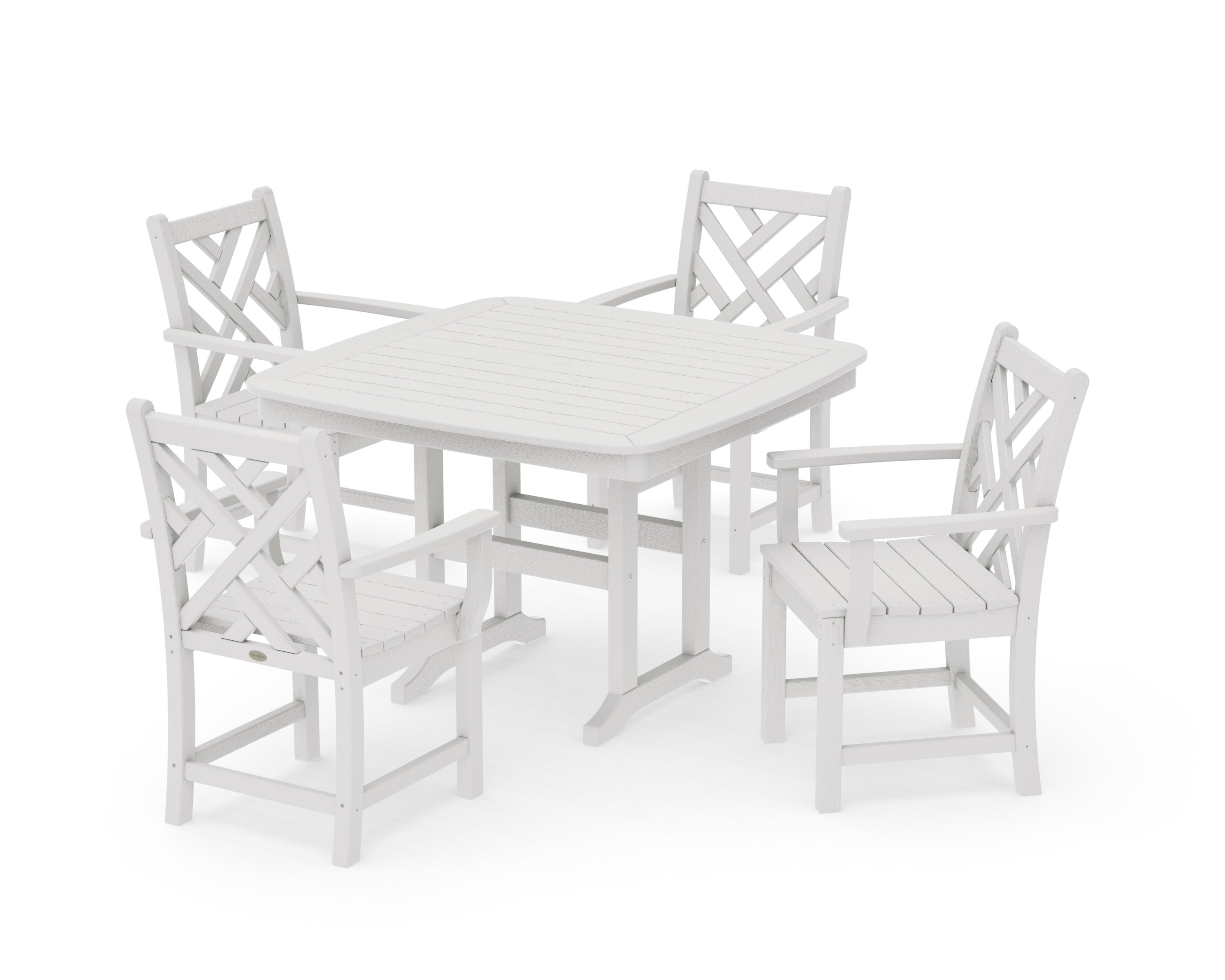 Chippendale 5-Piece Dining Set with Trestle Legs in Vintage White