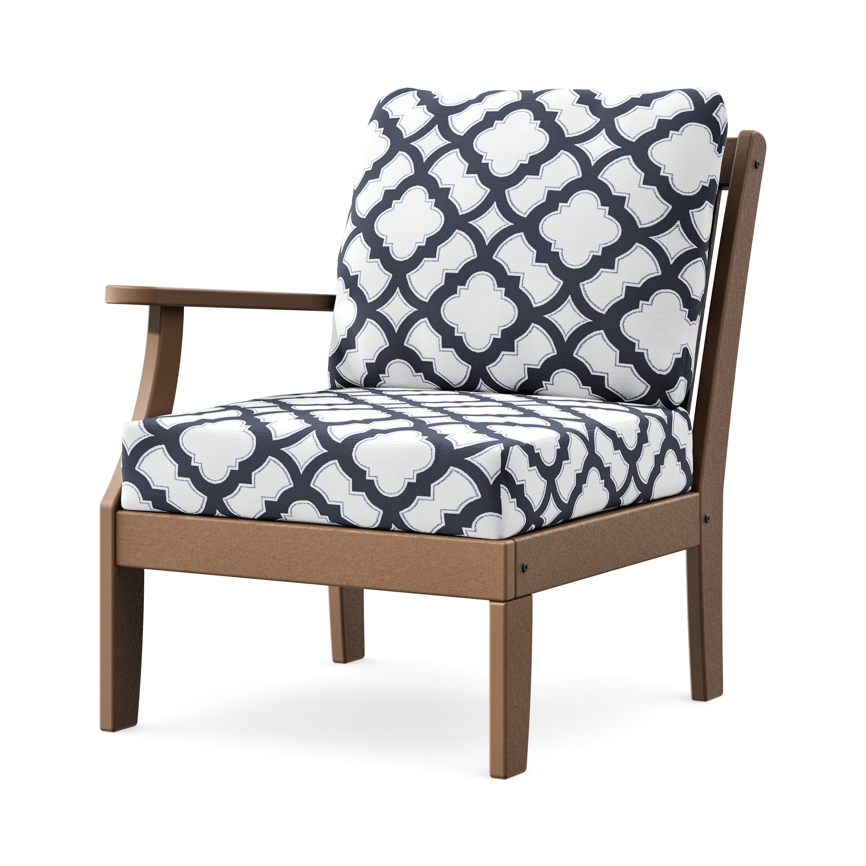 Braxton Modular Left Arm Chair in Teak / Trellis Navy