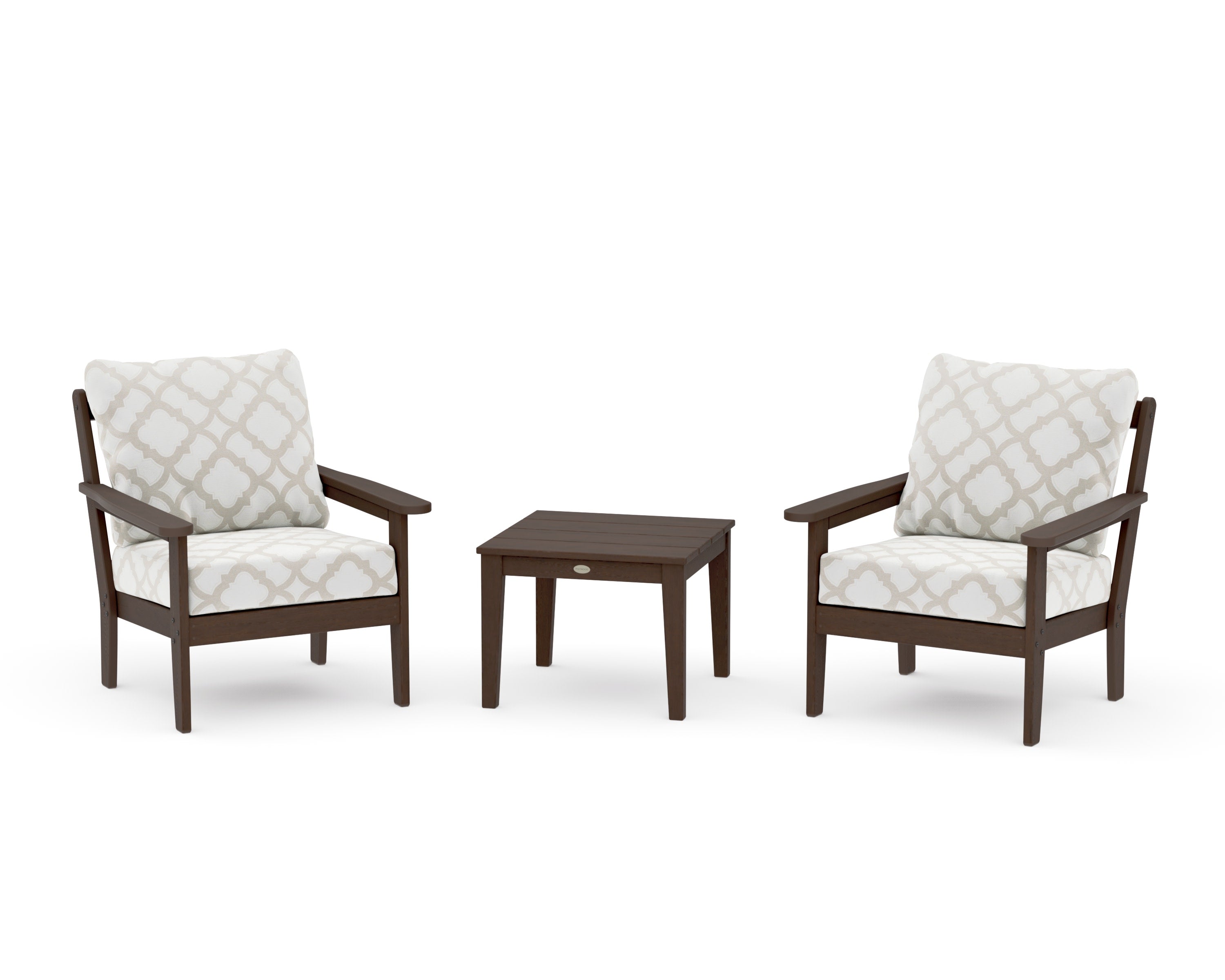 Cottage 3-Piece Deep Seating Set in Kona / Trellis Dune Burlap