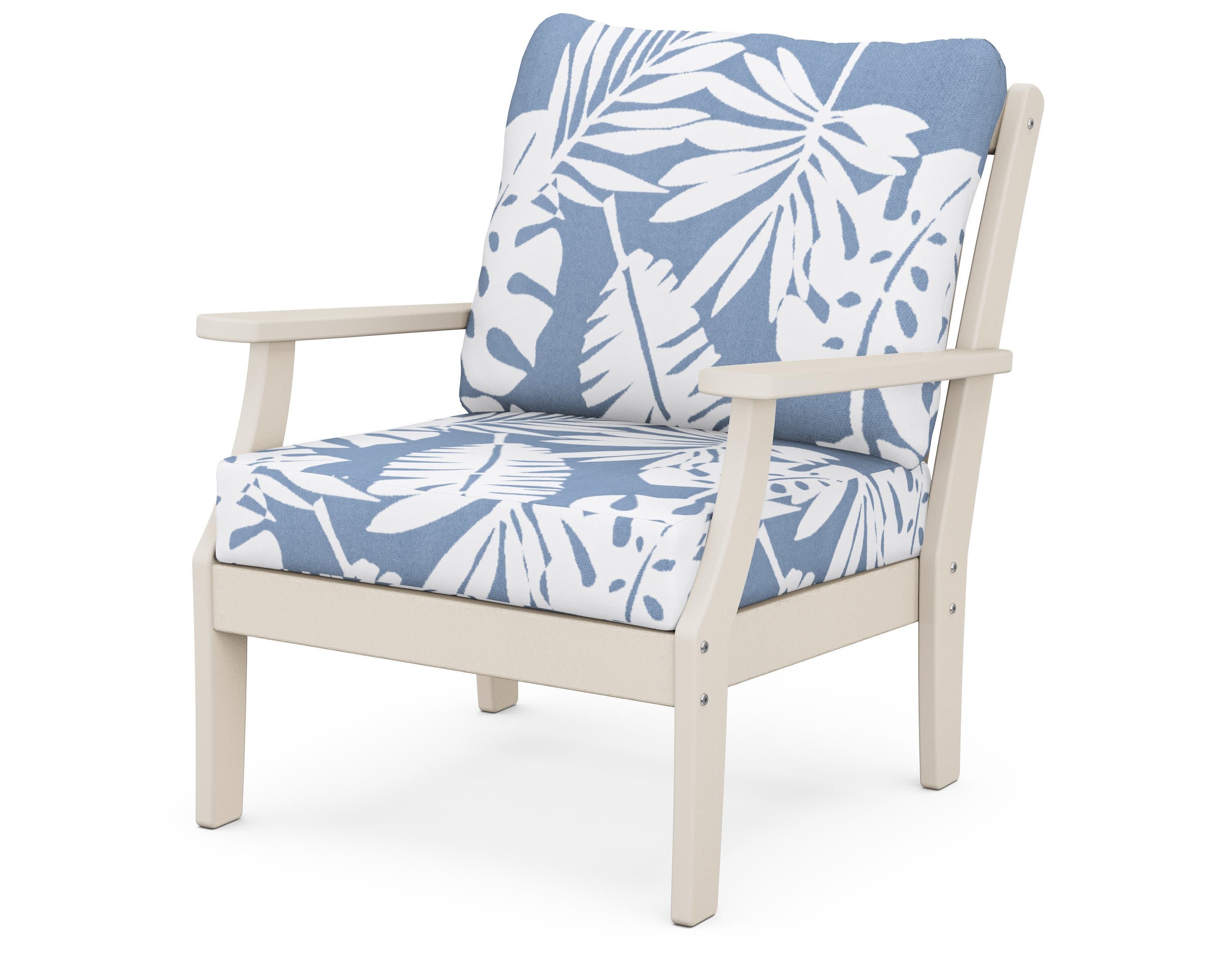 Braxton Deep Seating Chair in Sand / Leaf Sky Blue