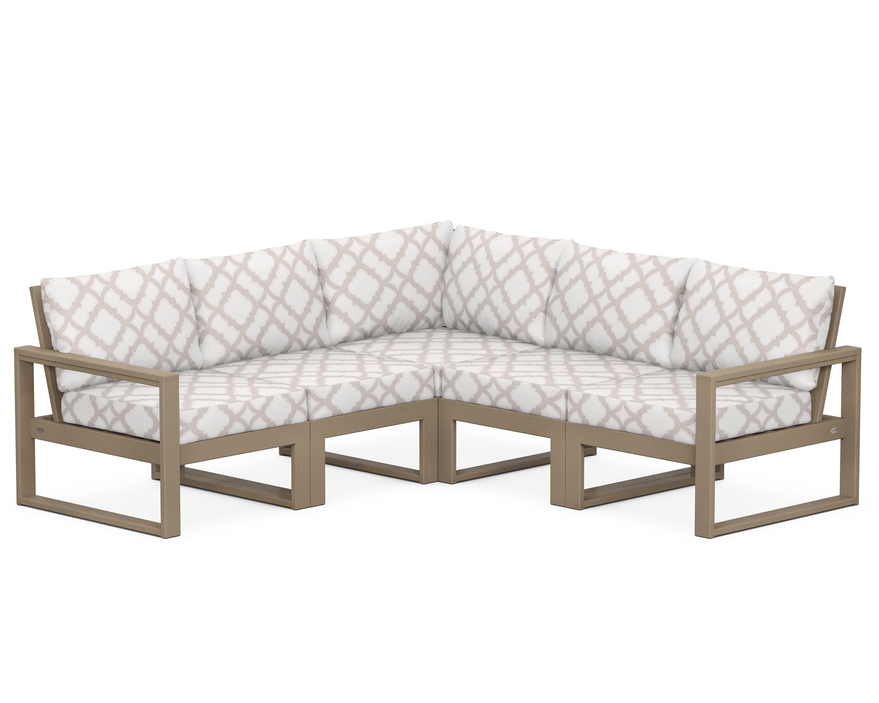 EDGE 5-Piece Modular Deep Seating Set in Vintage Sahara / Trellis Dune Burlap