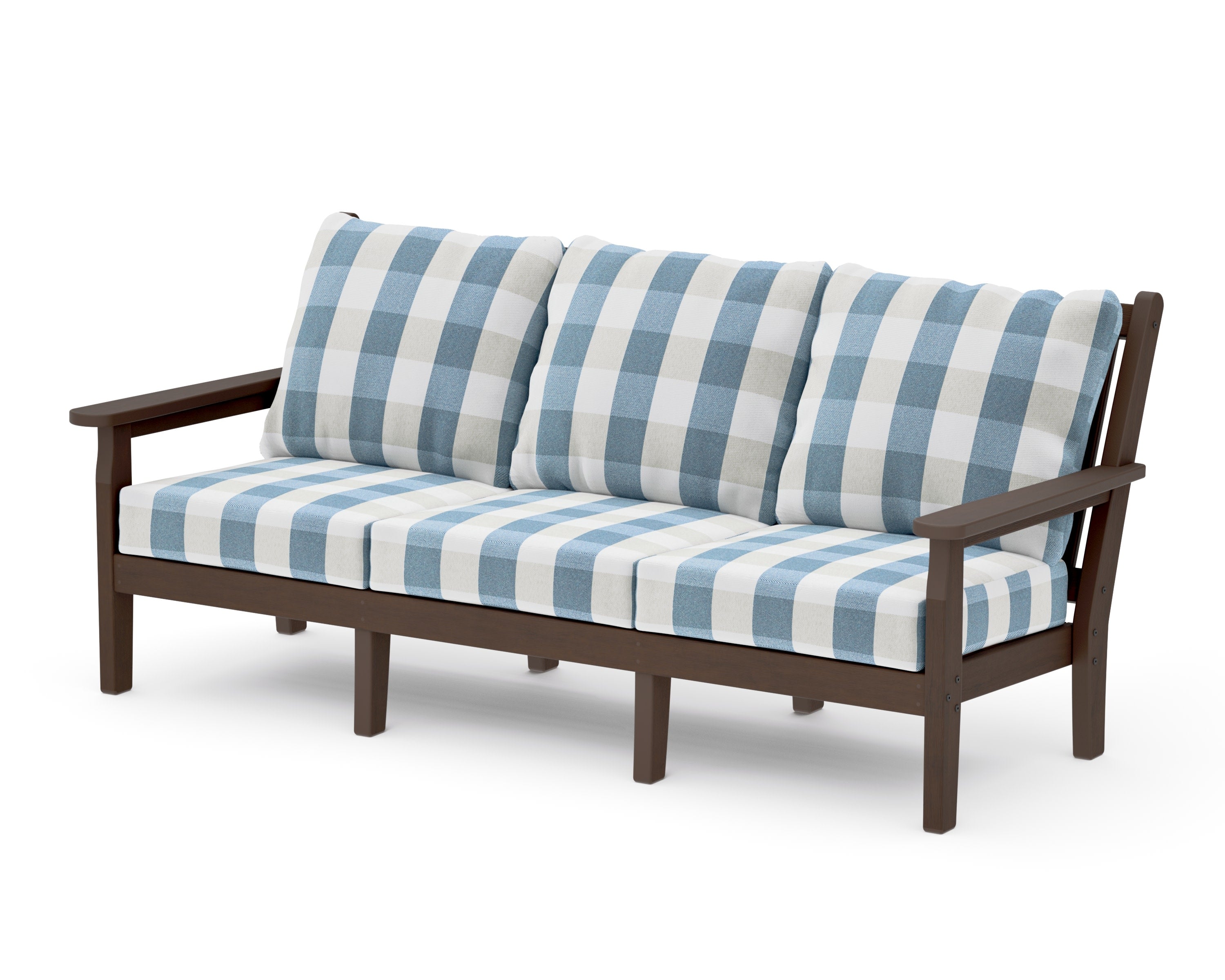 Chippendale Deep Seating Sofa in Kona / Buffalo Plaid Sky Blue