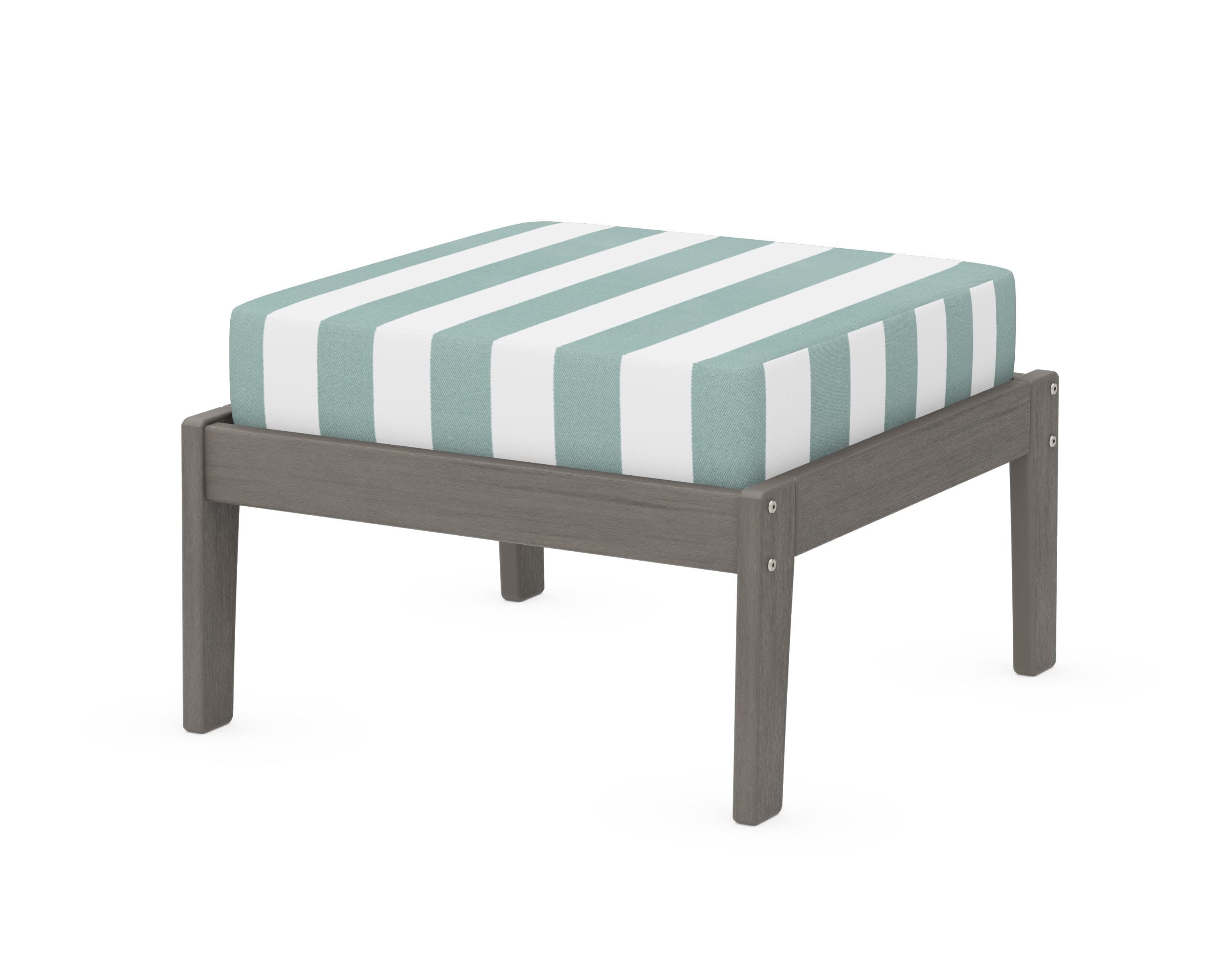 Deep Seating Ottoman in Driftwood / Cabana Stripe Glacier Spa