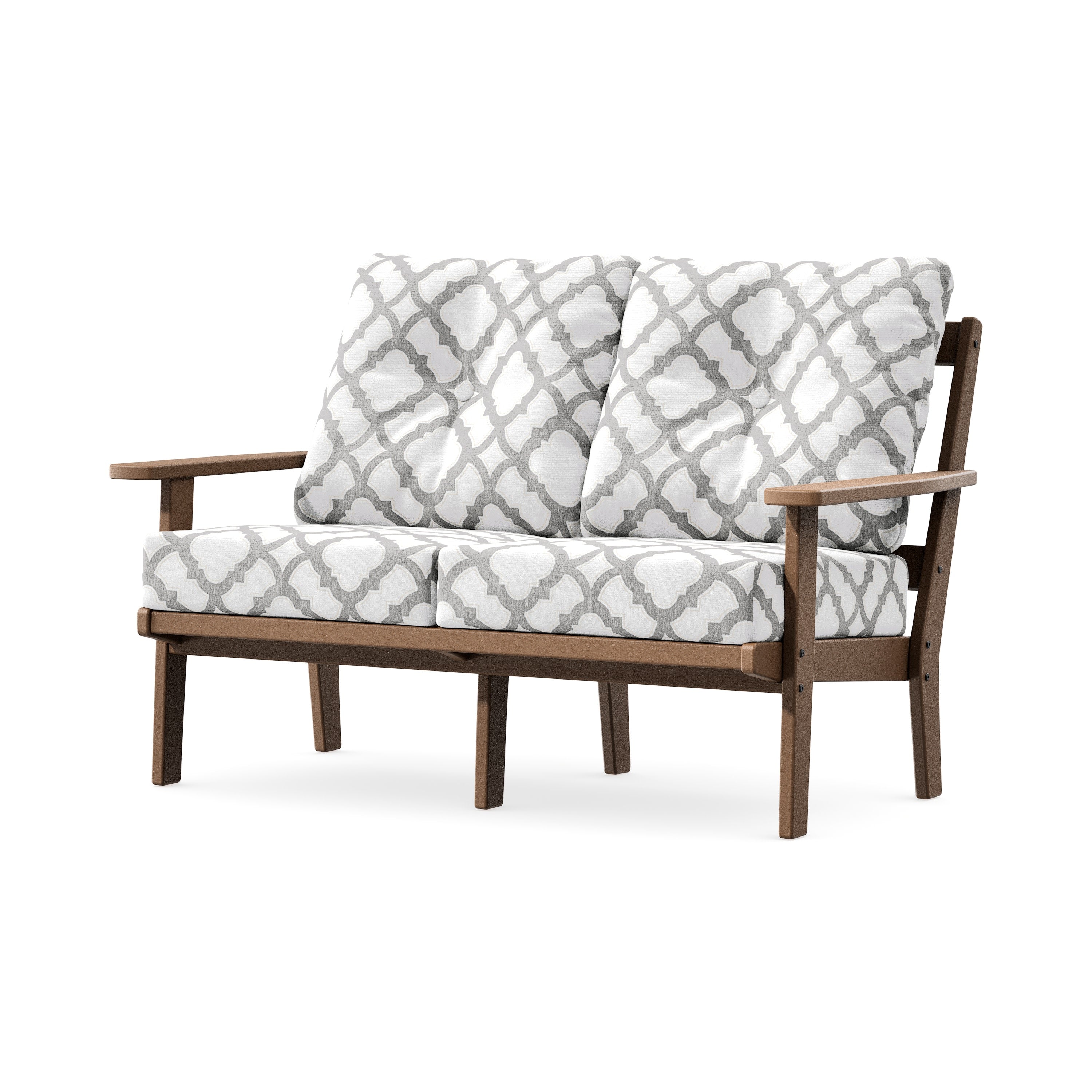 Oxford Deep SeatingLoveseat in Teak / Trellis Grey Mist