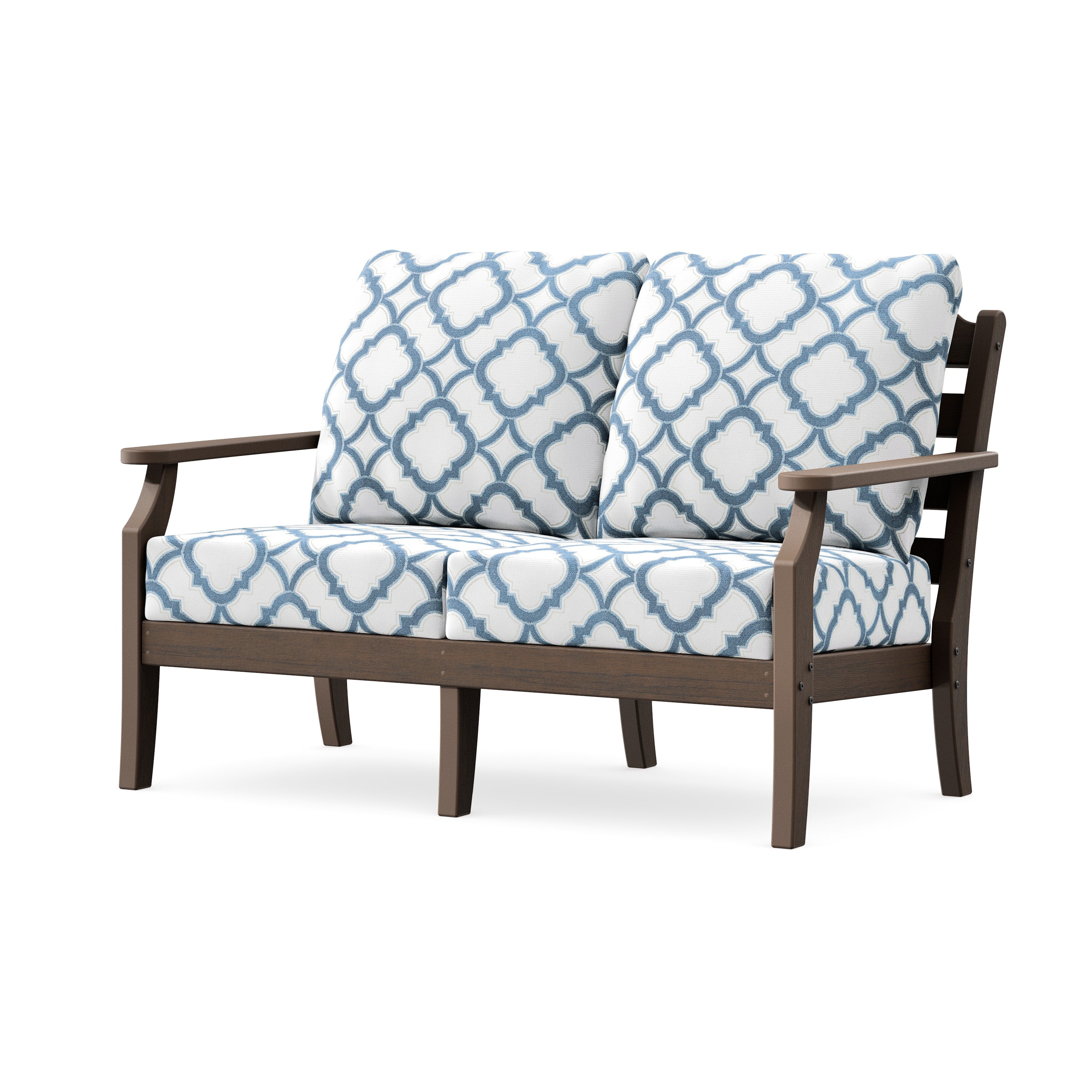 Savannah Deep Seating Loveseat in Kona / Trellis Sky Blue