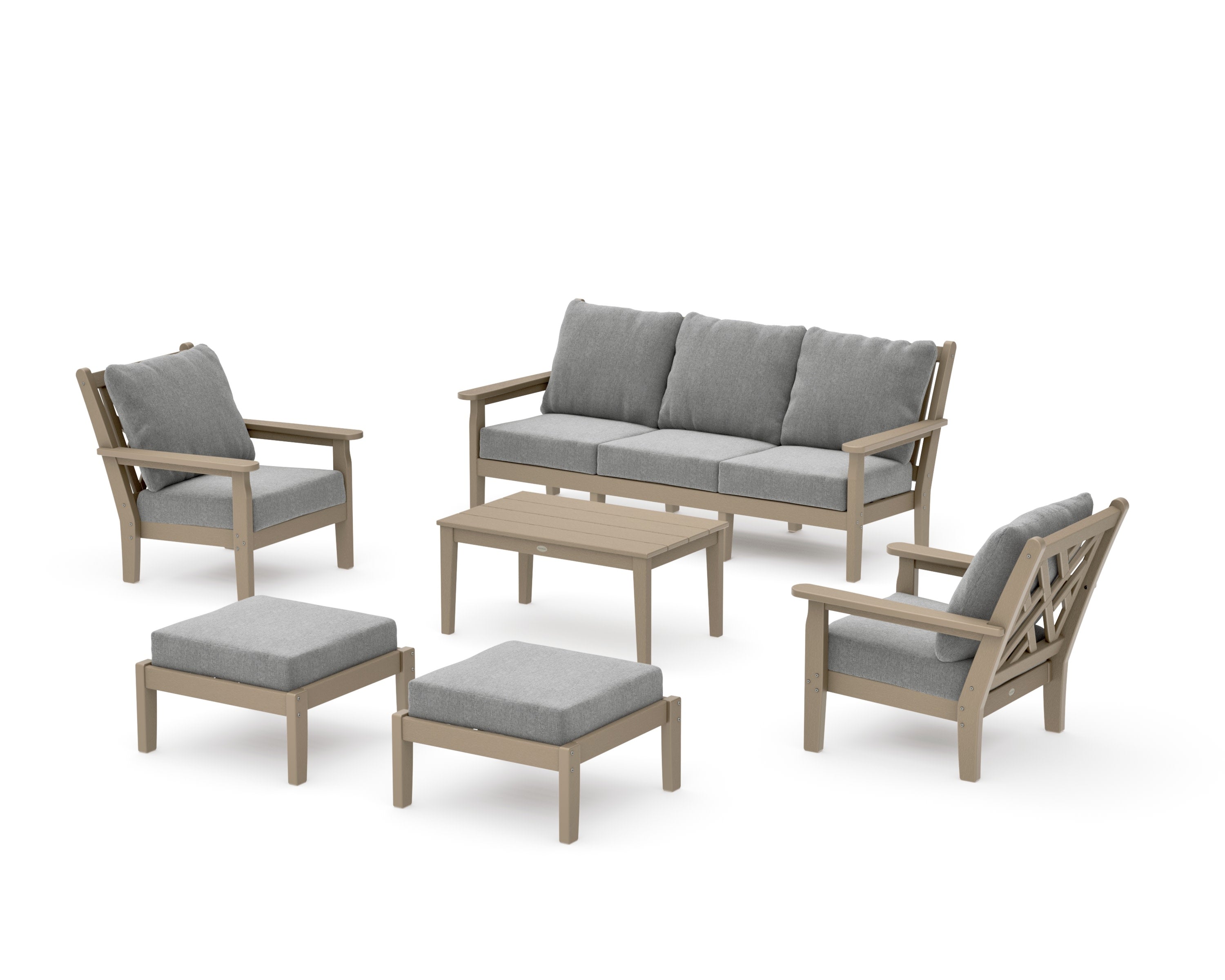 Chippendale 6-Piece Lounge Sofa Set in Vintage Sahara / Grey Mist